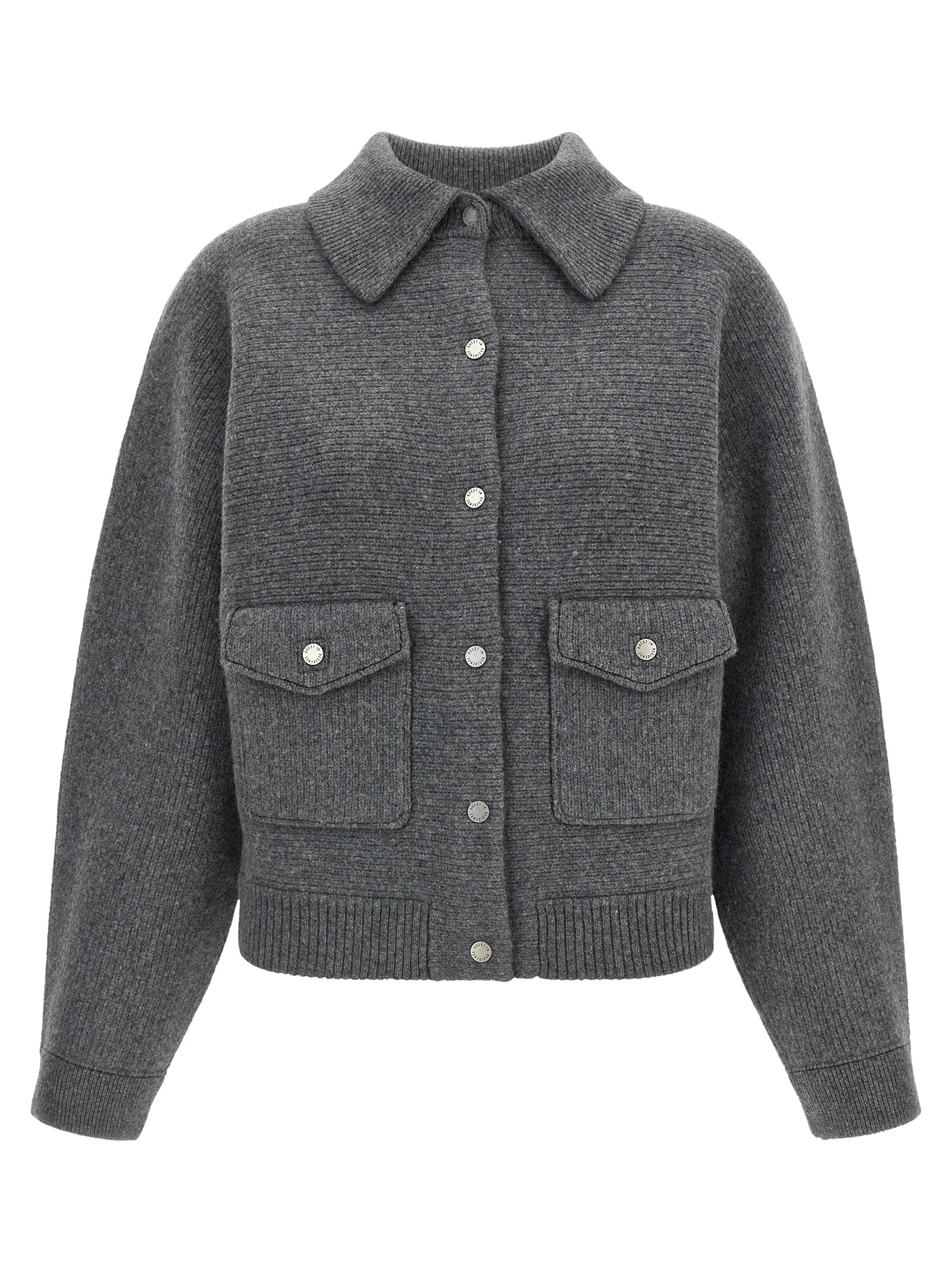 Gray Wool Bomber