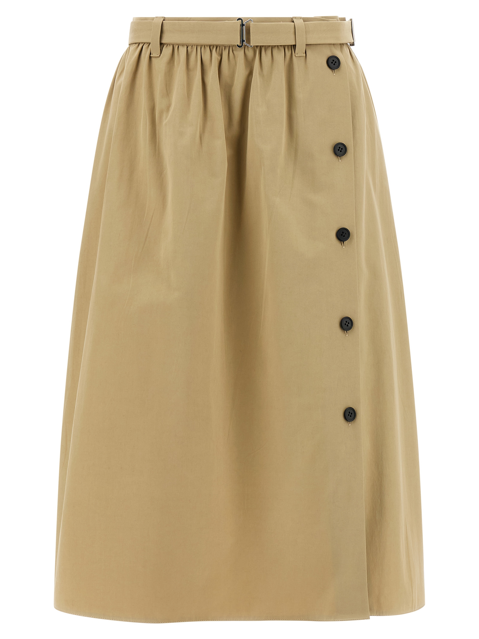 Beige Cotton Midi Skirt