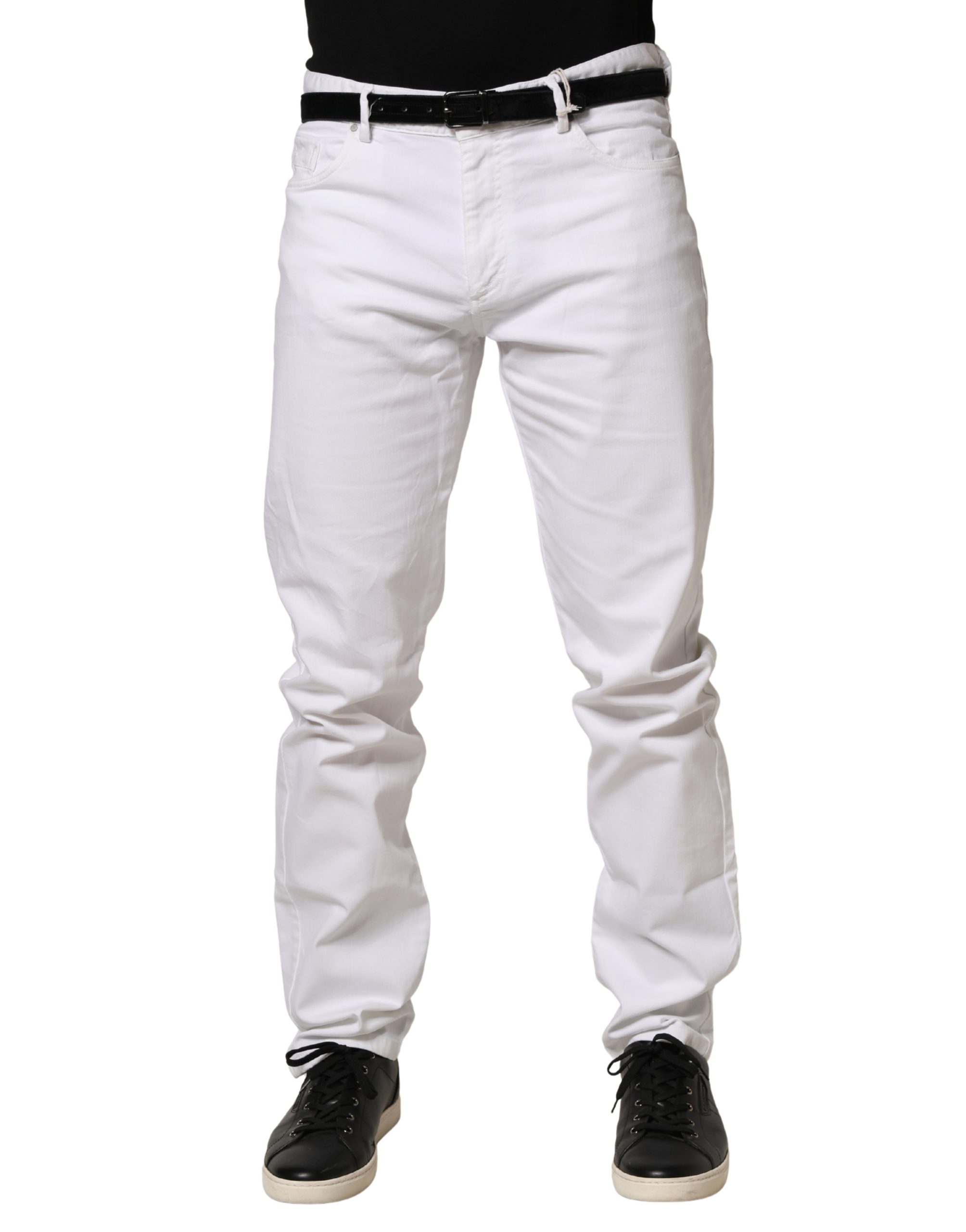 White Skinny Mid Waist Men Denim Trouser Jeans