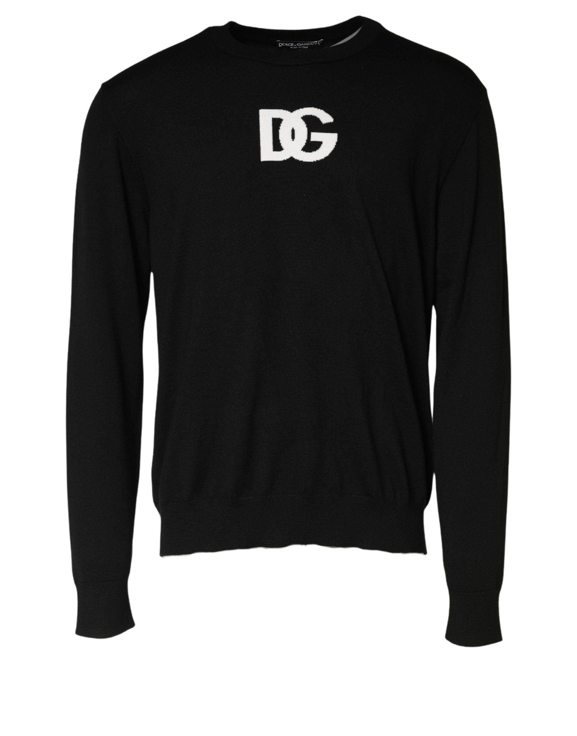 Black Wool DG Logo Men Crew Neck Sweater
