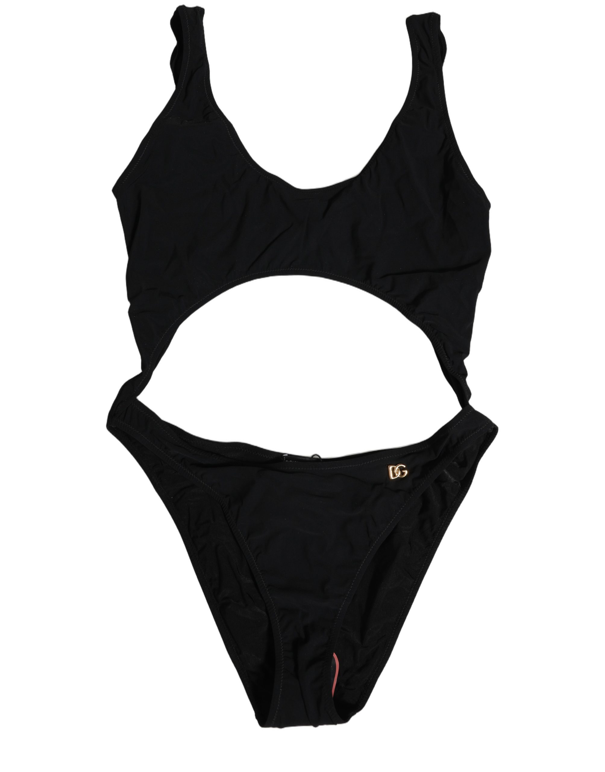 Black Cutout Logo One Piece Swimsuit Swimwear