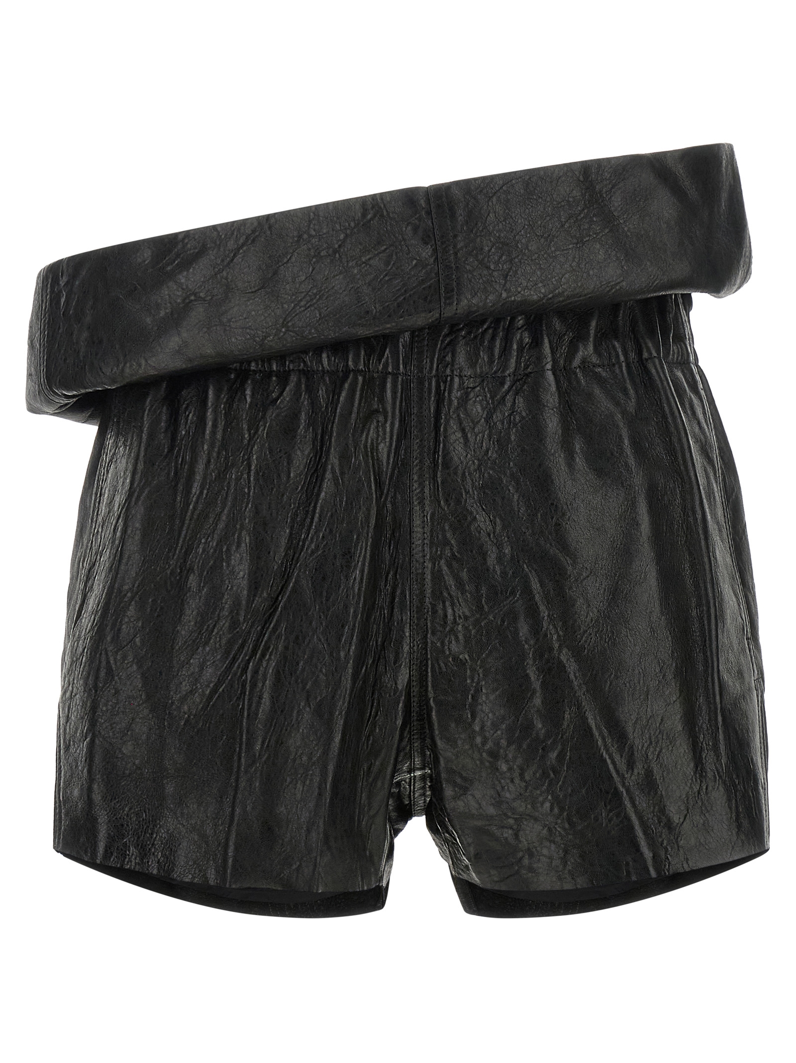 Black Lamb Leather Bermuda Shorts