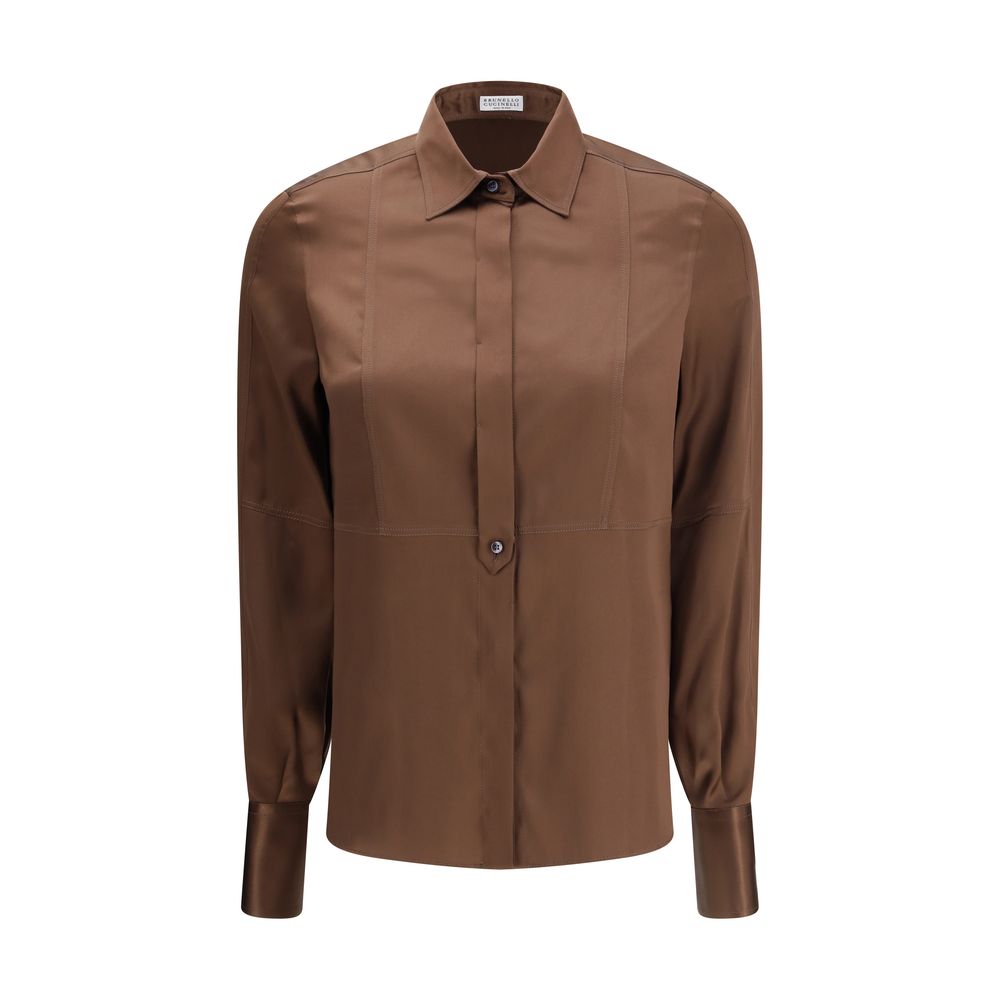 Brown Silk Dress Shirt