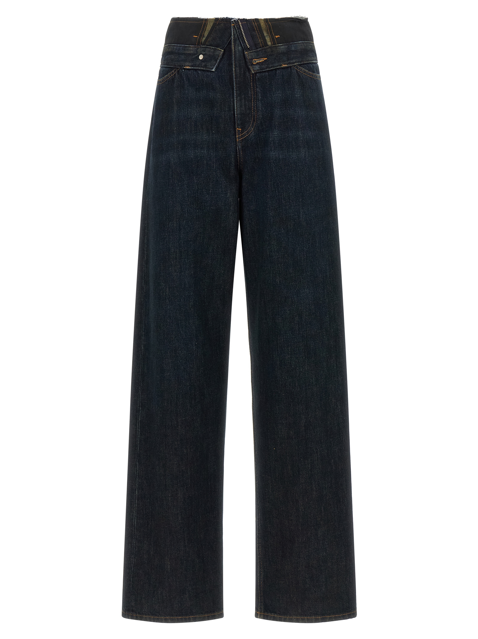 Blue Cotton High-Waisted Jean