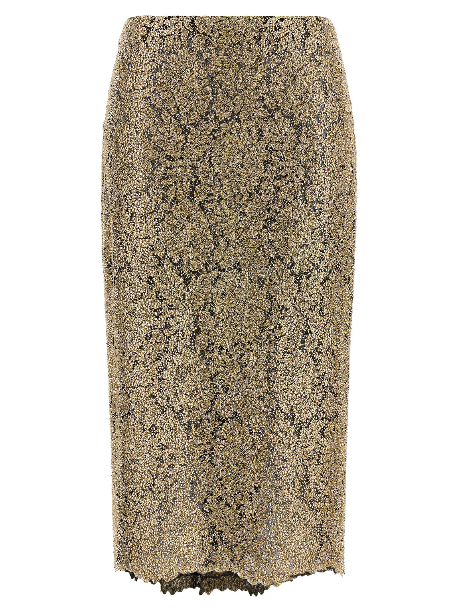 Gold Polyester Midi Skirt