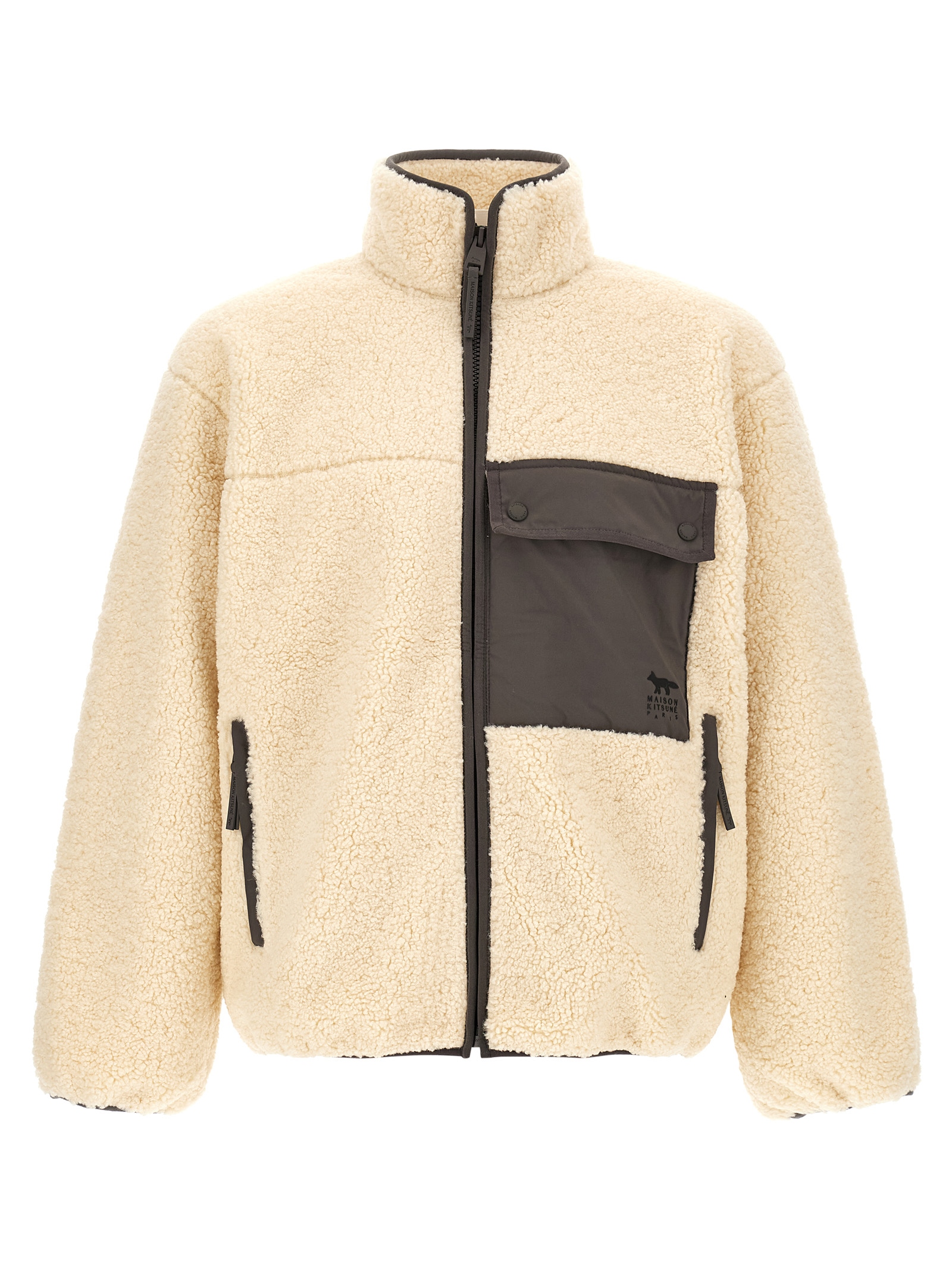 Beige Polyester Full-Length Jacket