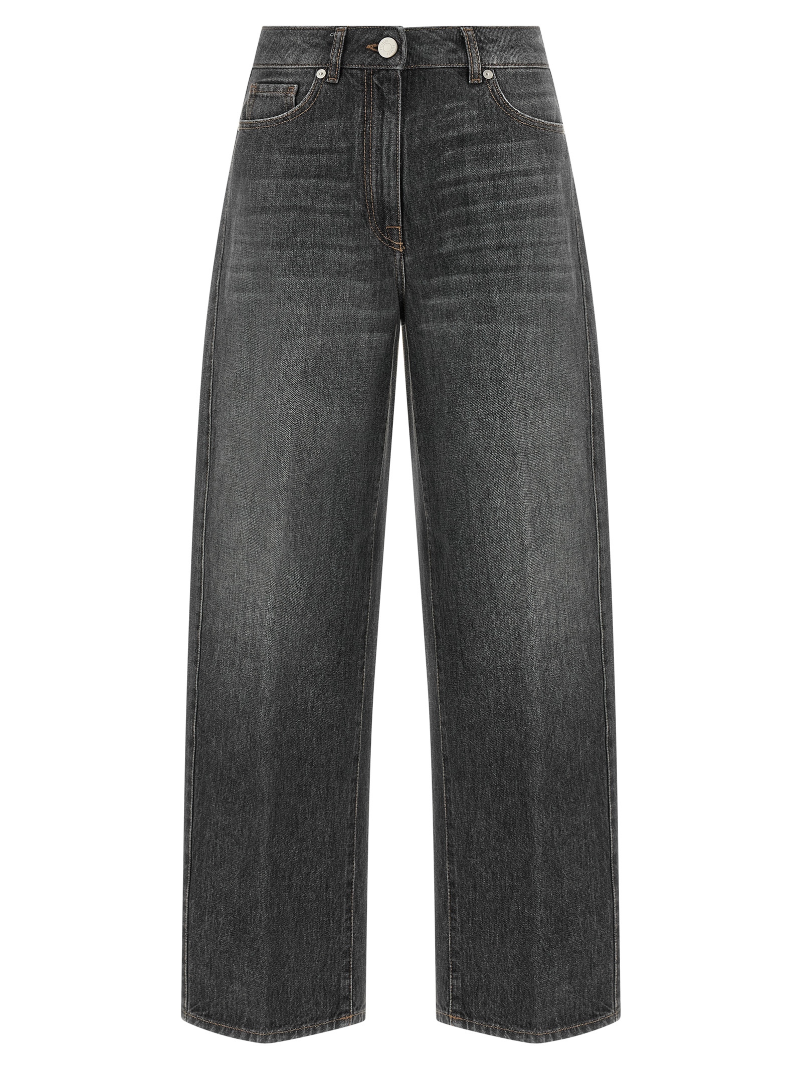 Gray Cotton High-Waisted Jean