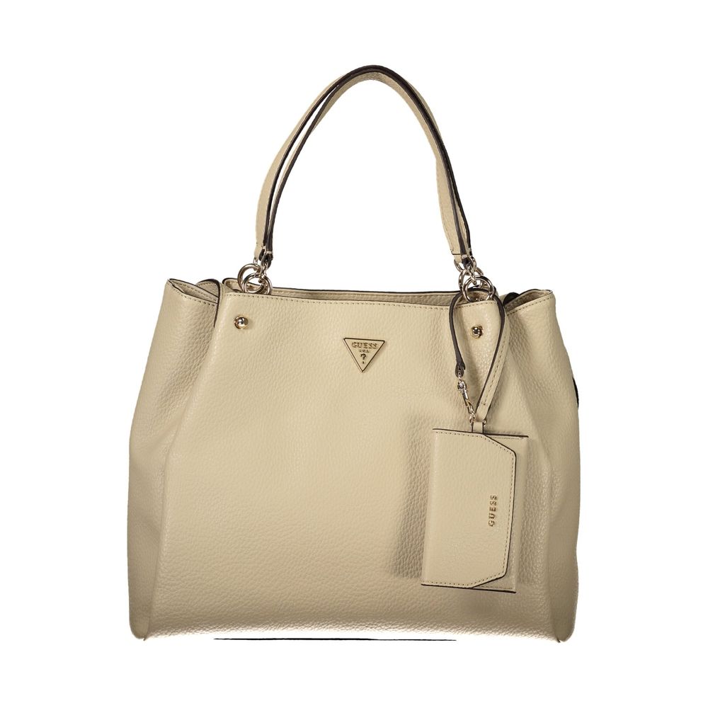 Guess Jeans Beige Polyurethane Women's Bag with Multiple Pockets and Women's Compartments