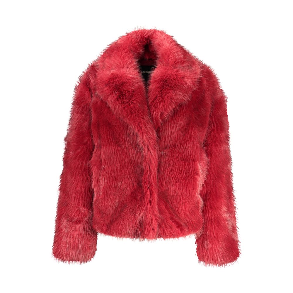 Desigual Women's Short Fur Coat - Light/Pastel Red
