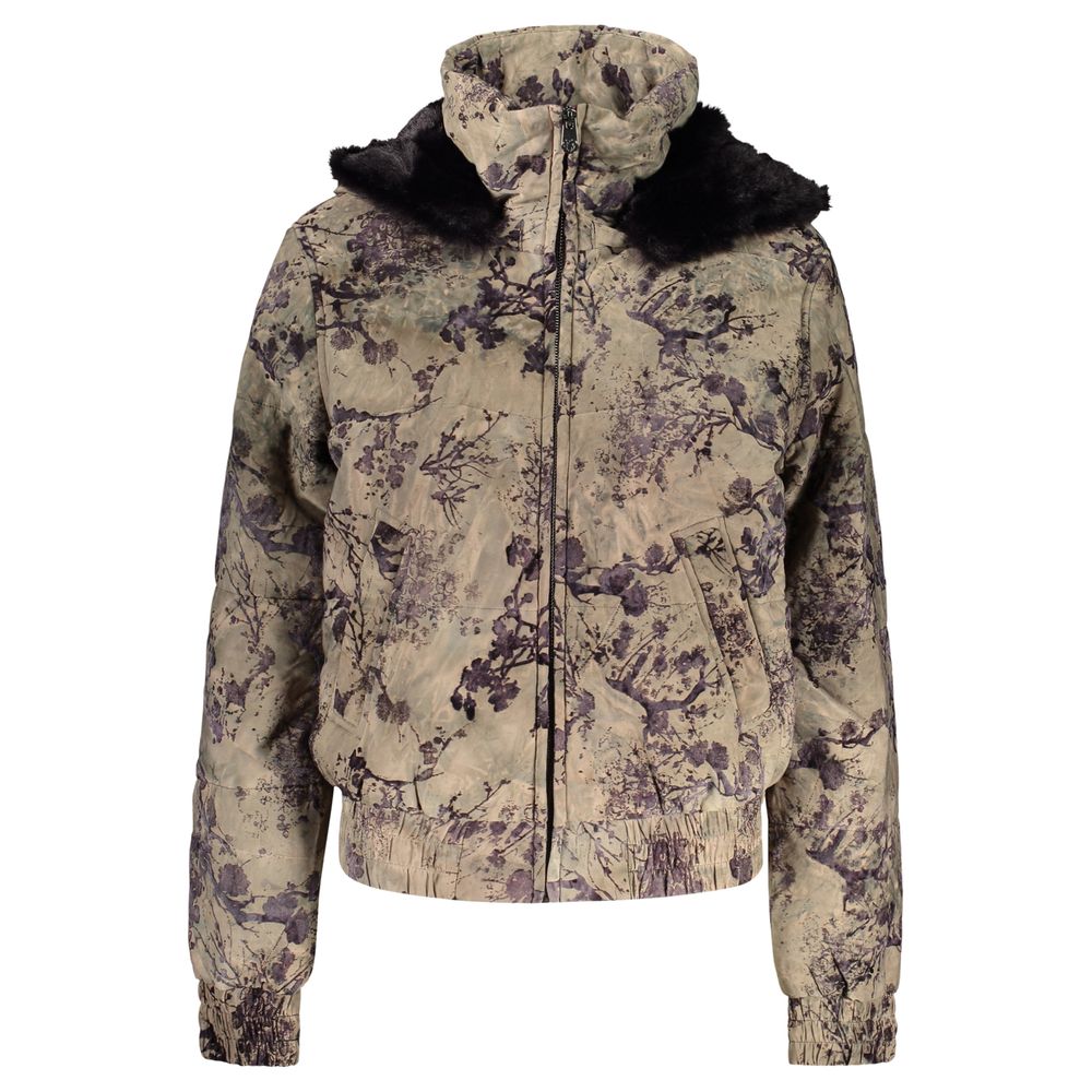 Desigual Women's Short Padded Flocked Coat - Gray brown