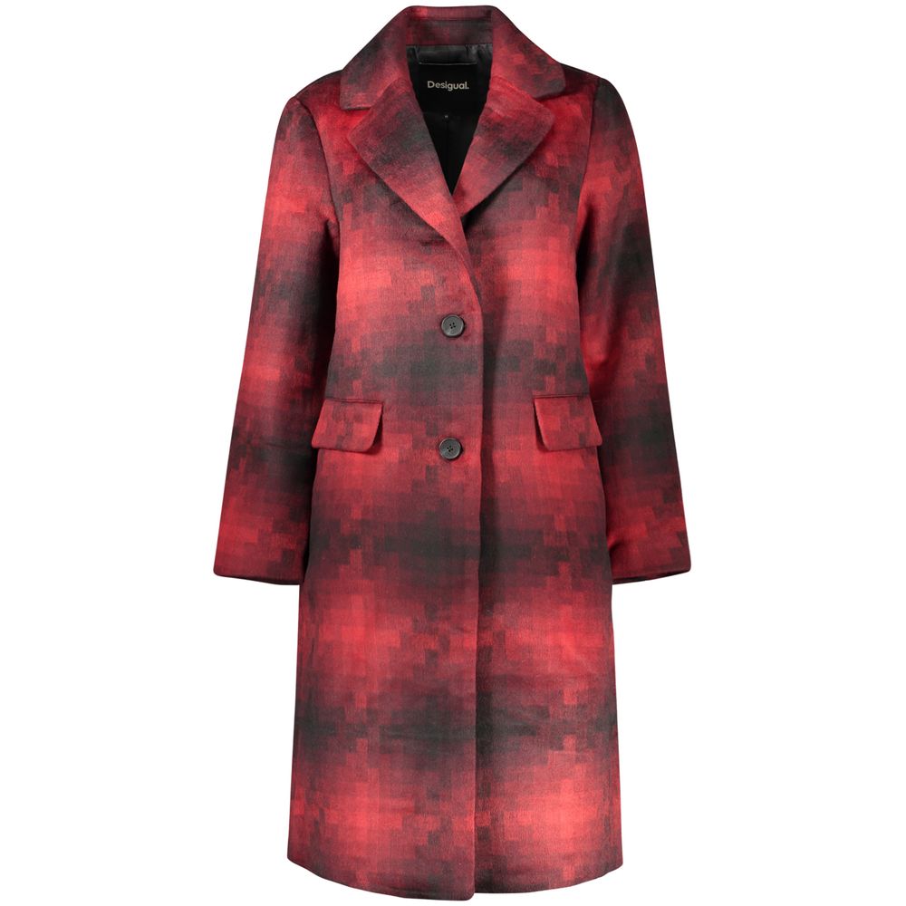 Desigual Women's Long Coat with wool - Light/Pastel Red