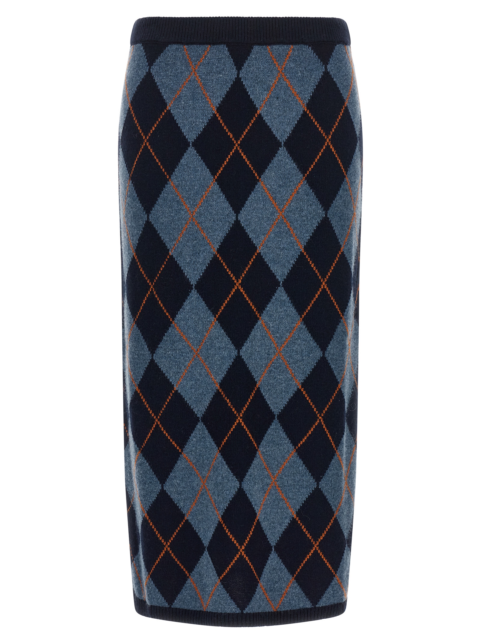 Blue Viscose Midi Skirt