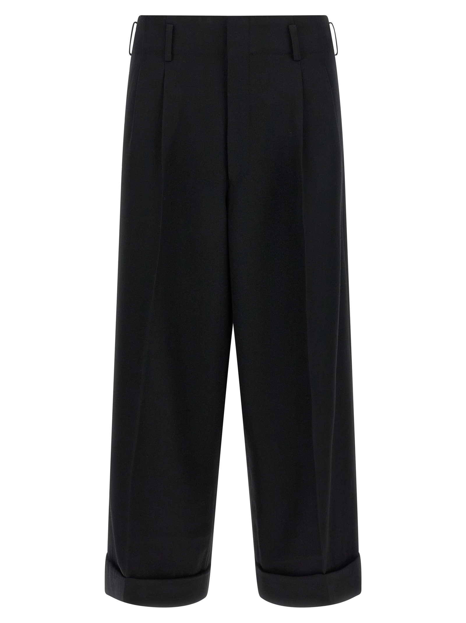 Black Wool Cropped Pants