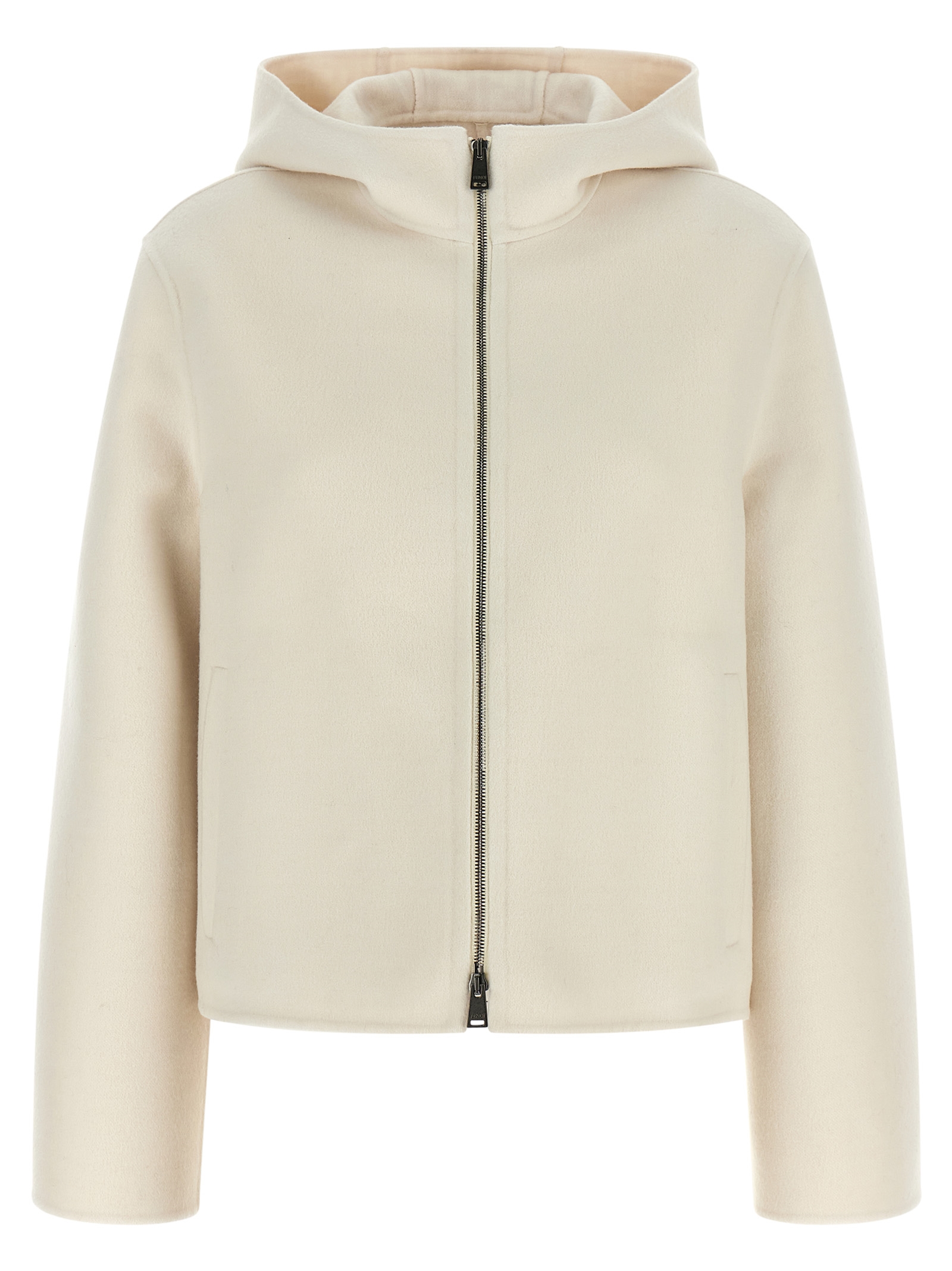 White Virgin Wool Full-Length Jacket