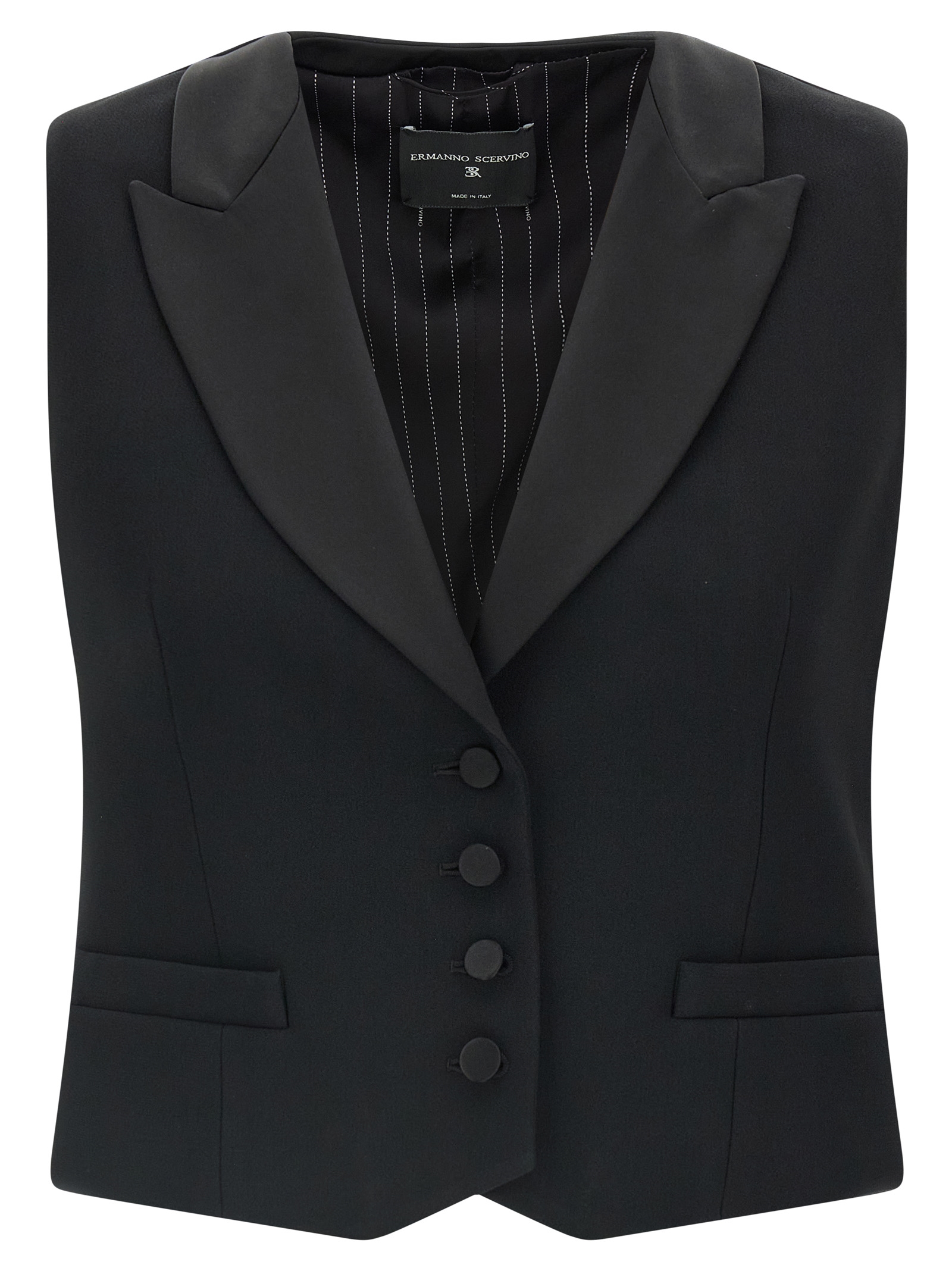 Black Viscose Sleeveless Jacket