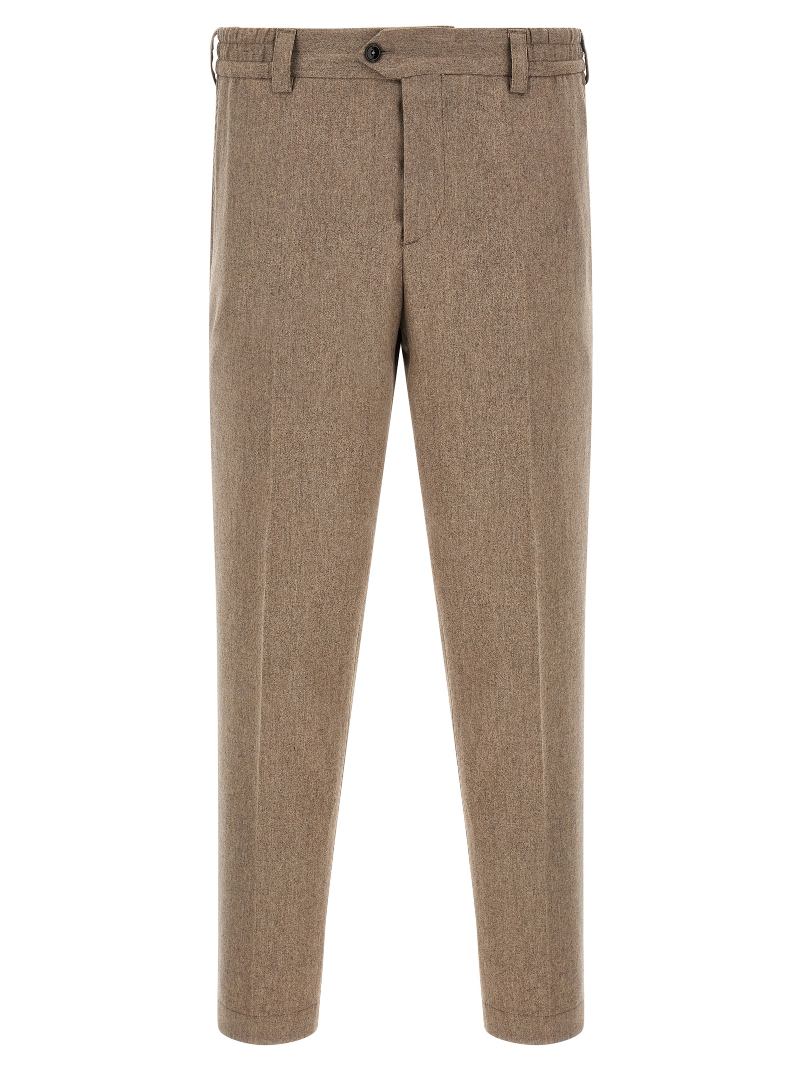 Beige Virgin Wool Casual Pants