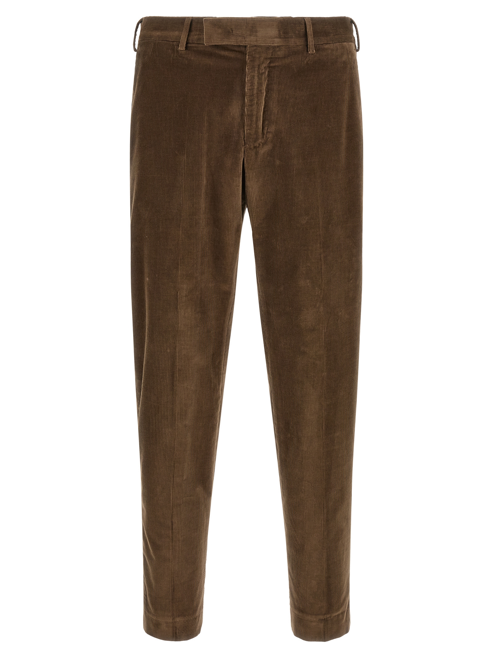 Brown Cotton Casual Pants
