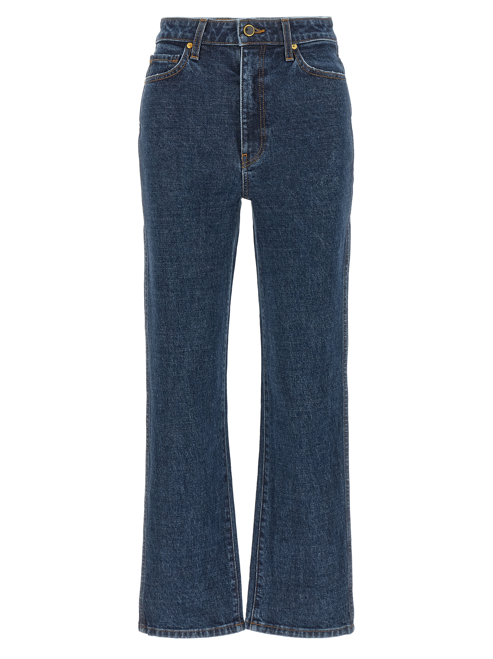 Blue Cotton Flared Jeans