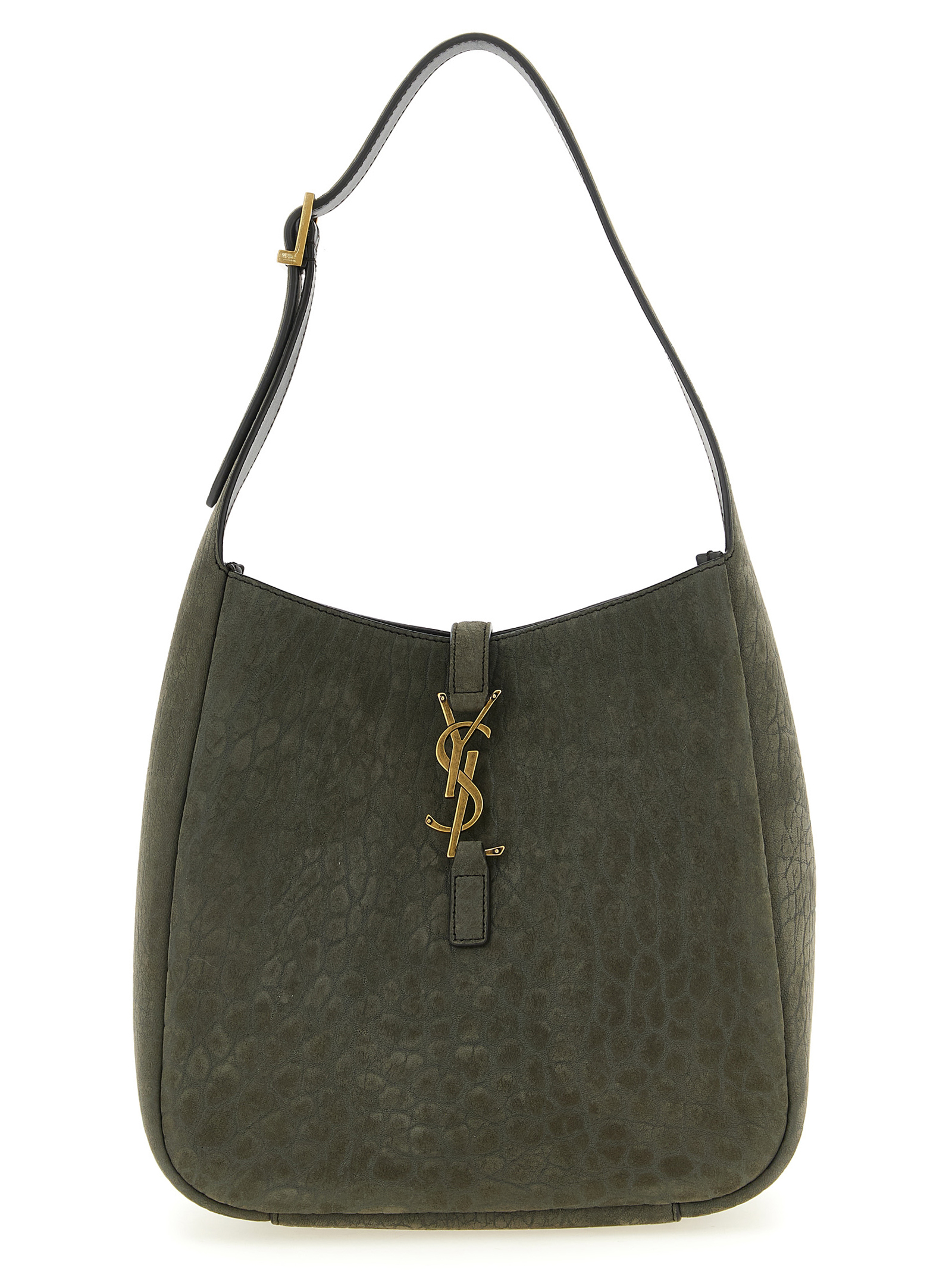 Gray Lamb Leather Shoulder Bag