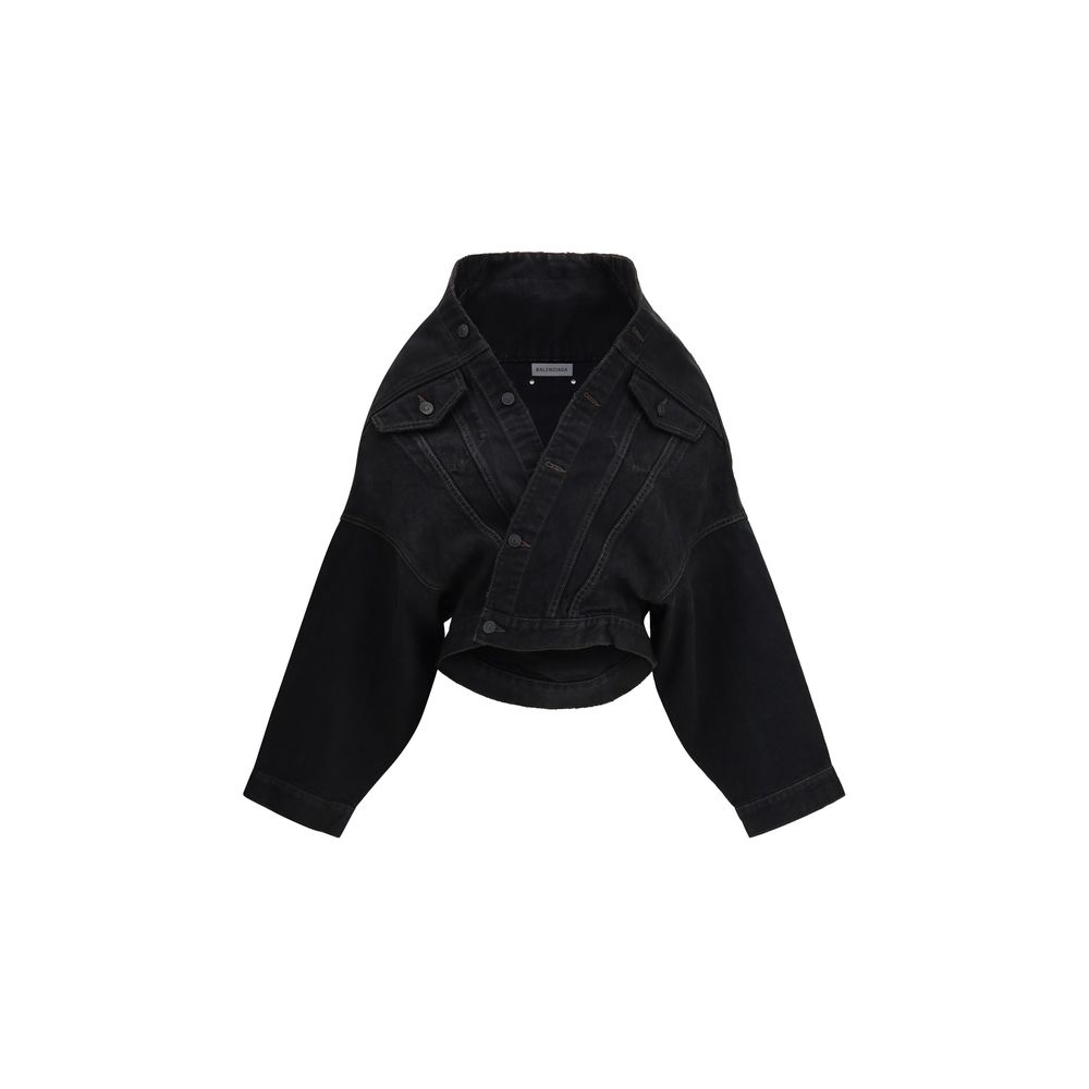 Black Cotton Denim Jacket