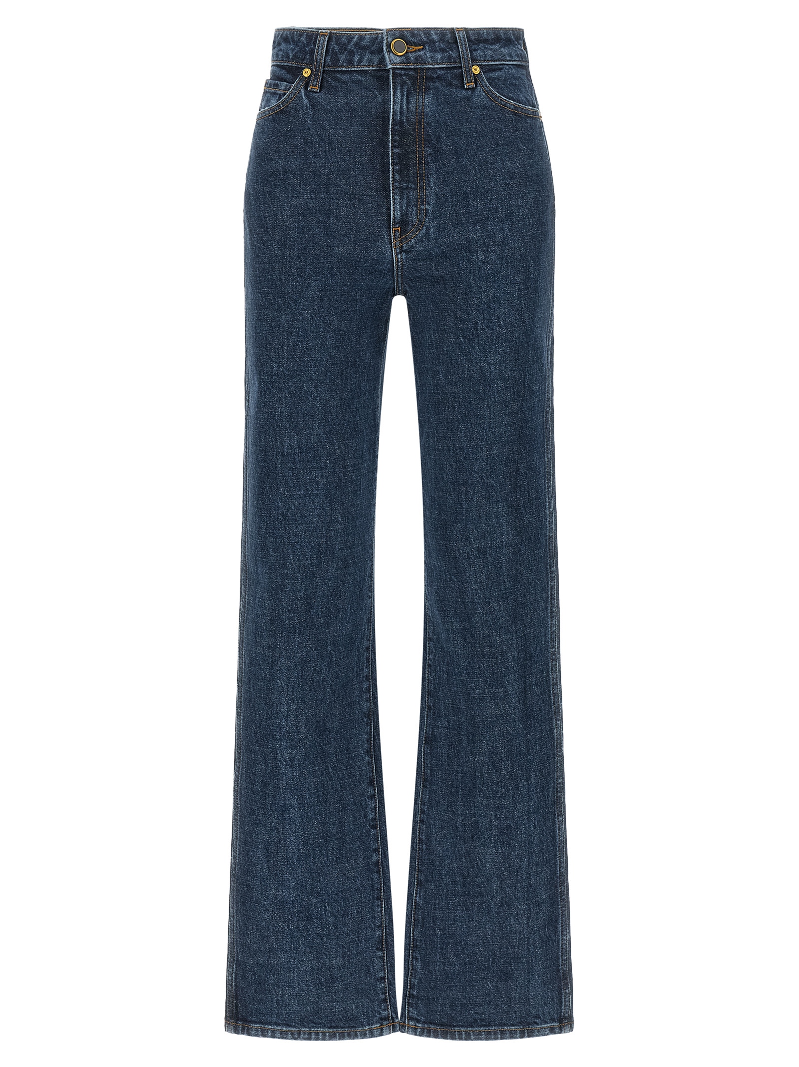 Blue Cotton Straight-Leg Jeans