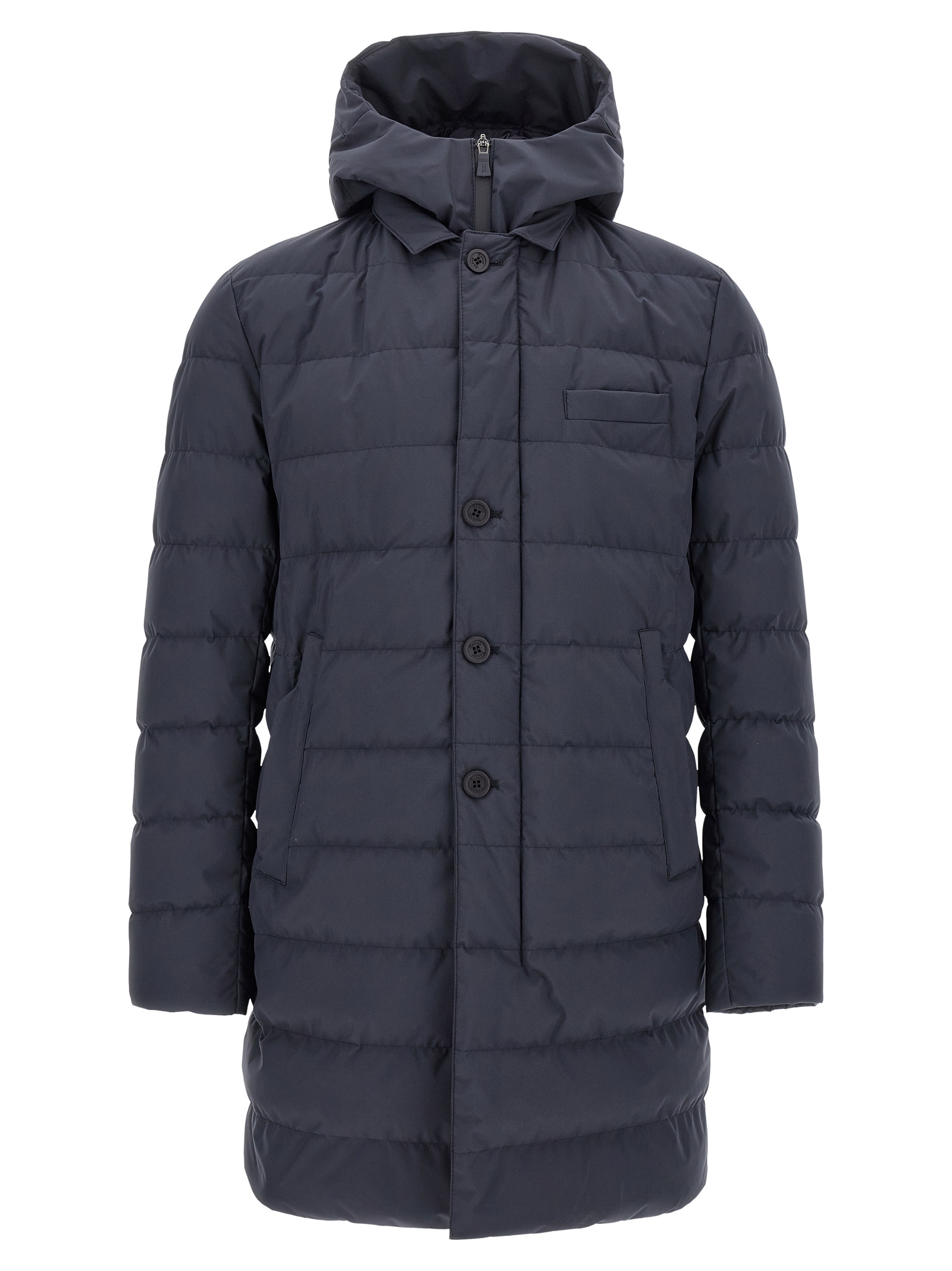 Blue Polyester Full-Length Jacket