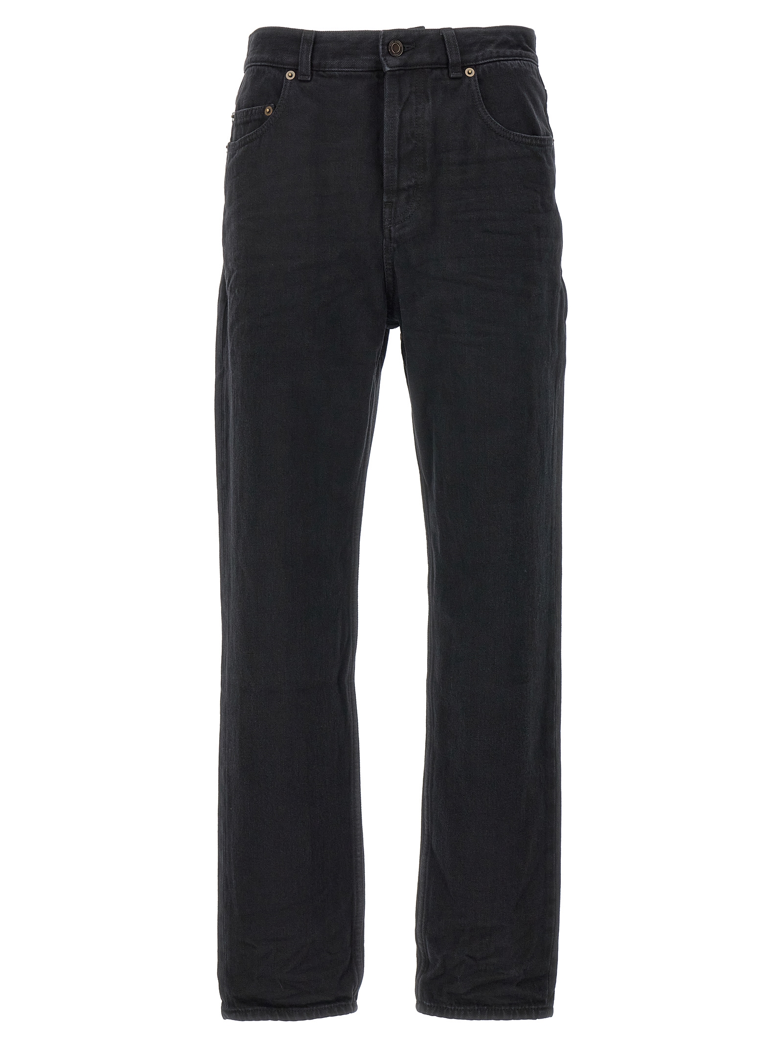 Black Cotton Straight-Leg Jeans