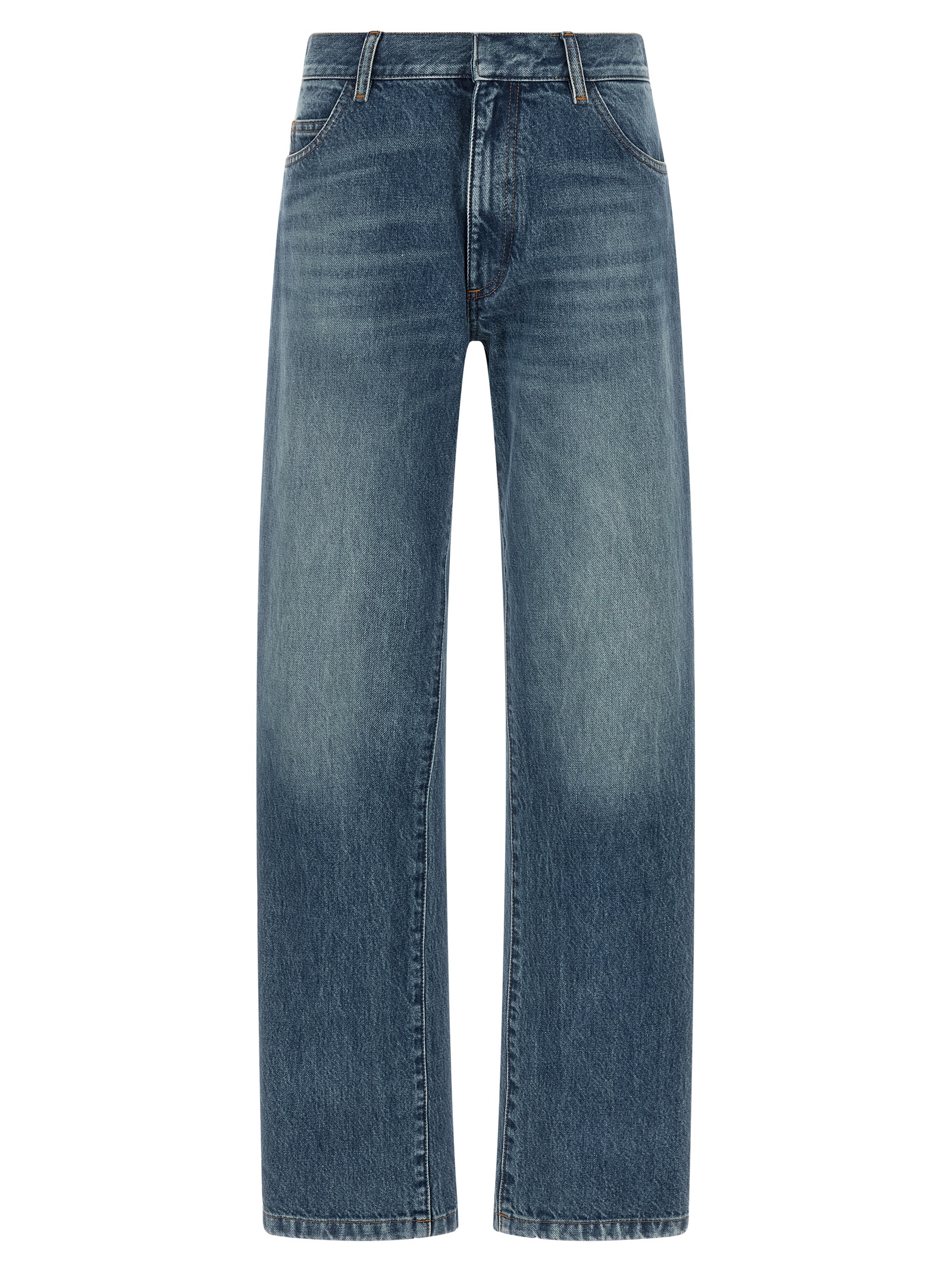 Blue Cotton Straight-Leg Jeans