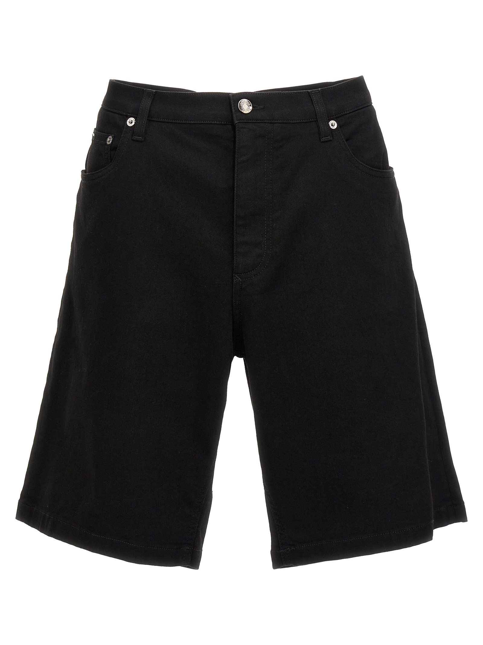 Black Cotton Bermuda Shorts