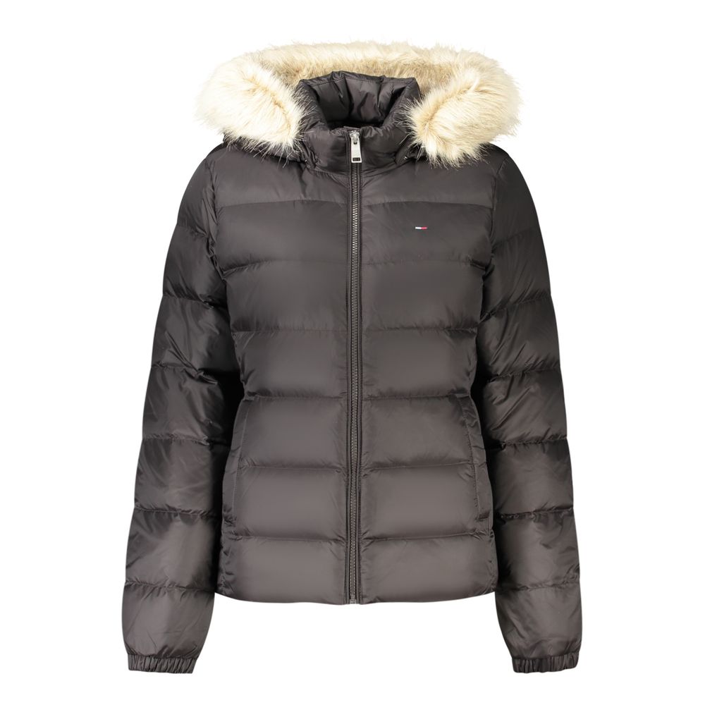 Tommy Hilfiger Removable Fur-Trimmed Hood Down Jacket — Black