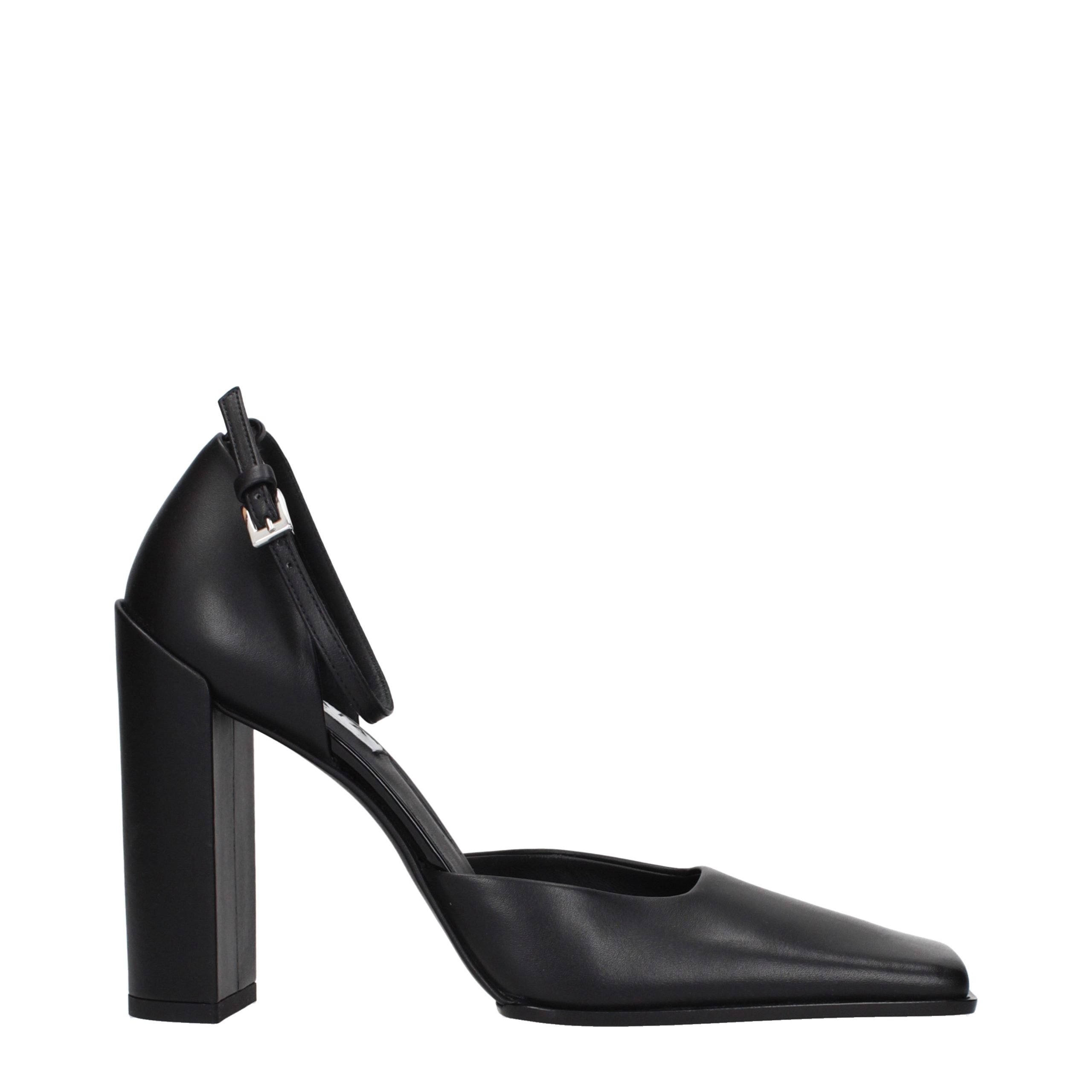 Black Leather High Heel Pumps