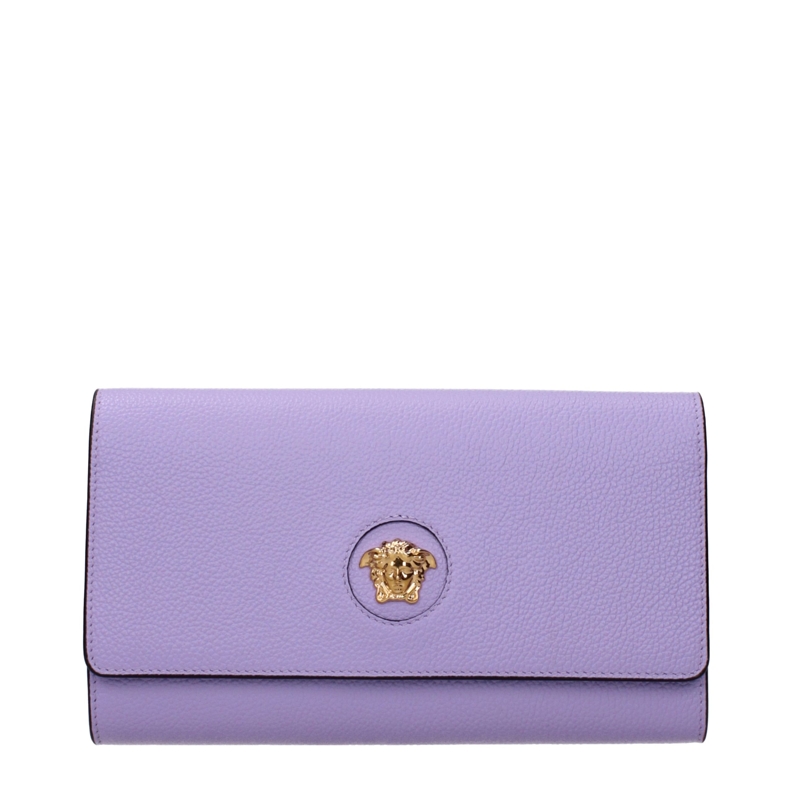 Purple Leather Clutch Bag