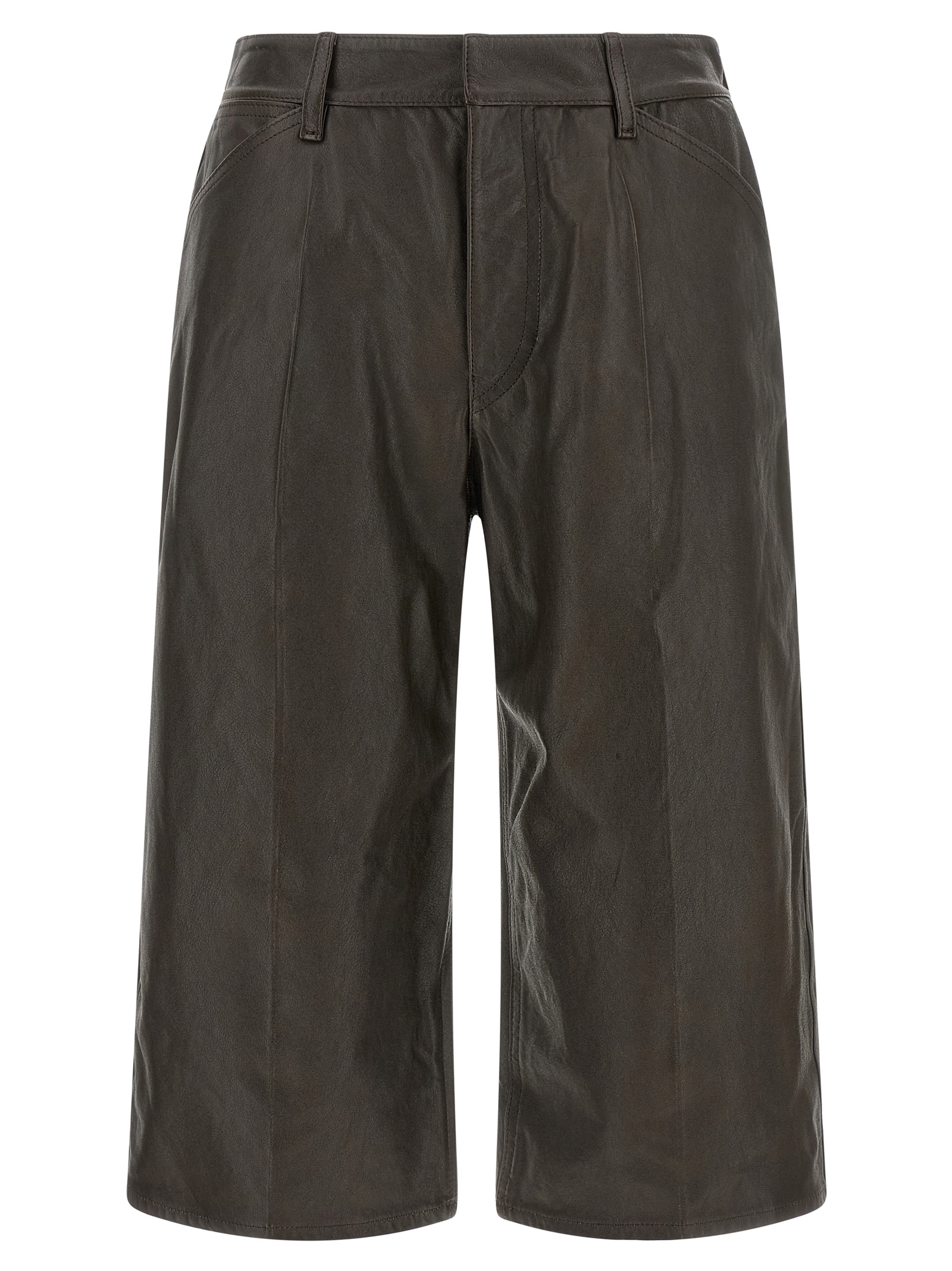 Brown Calfskin Bermuda Shorts