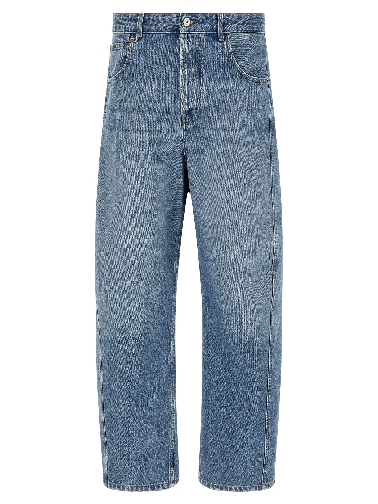 Blue Cotton High-Waisted Jean