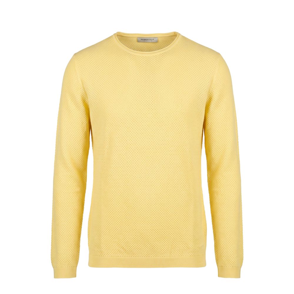 Yellow Cotton Men Sweater