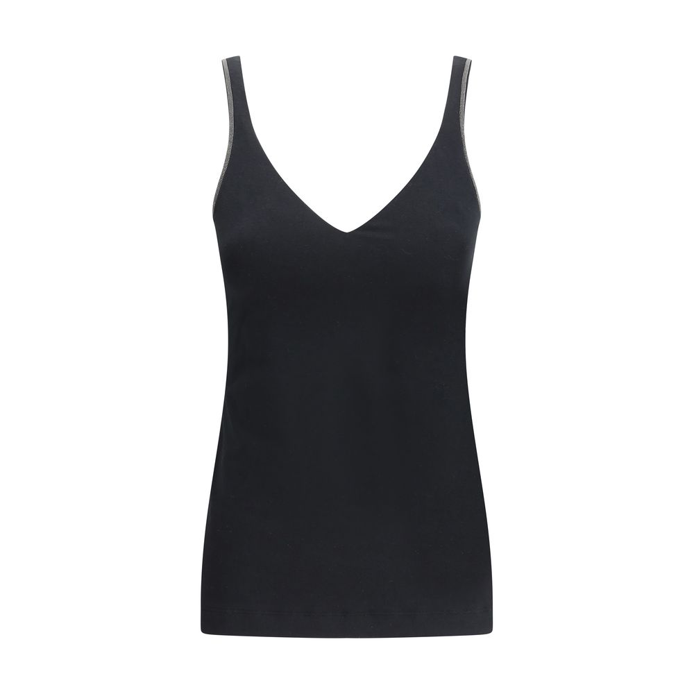 Black Cotton Sleeveles T-Shirt