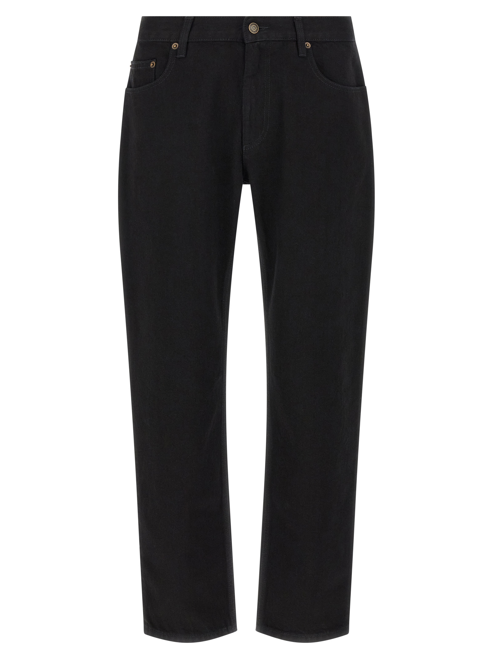 Black Cotton Straight-Leg Jeans
