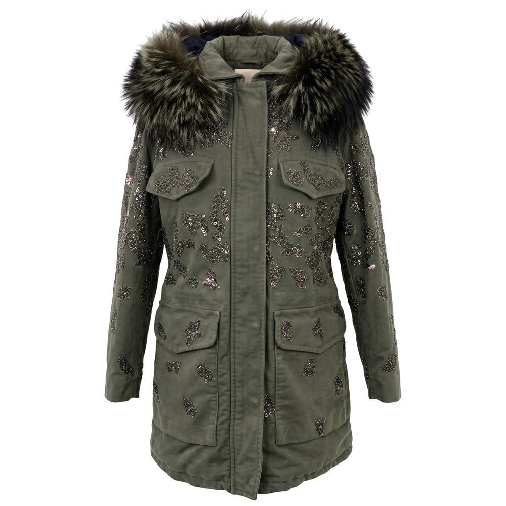 Green Cotton Women Jacket