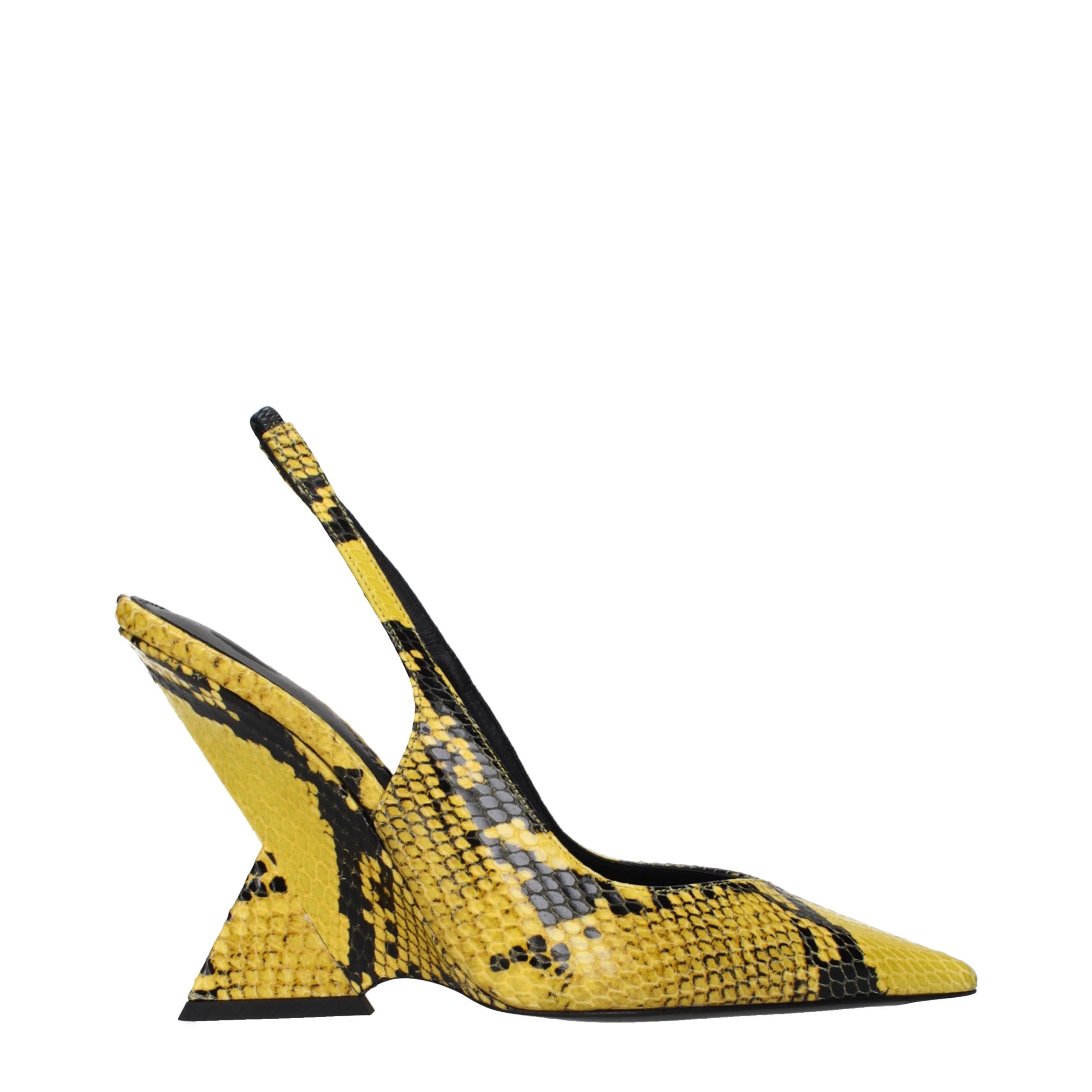 The Attico Python-Print Leather Platform Pump — Yellow