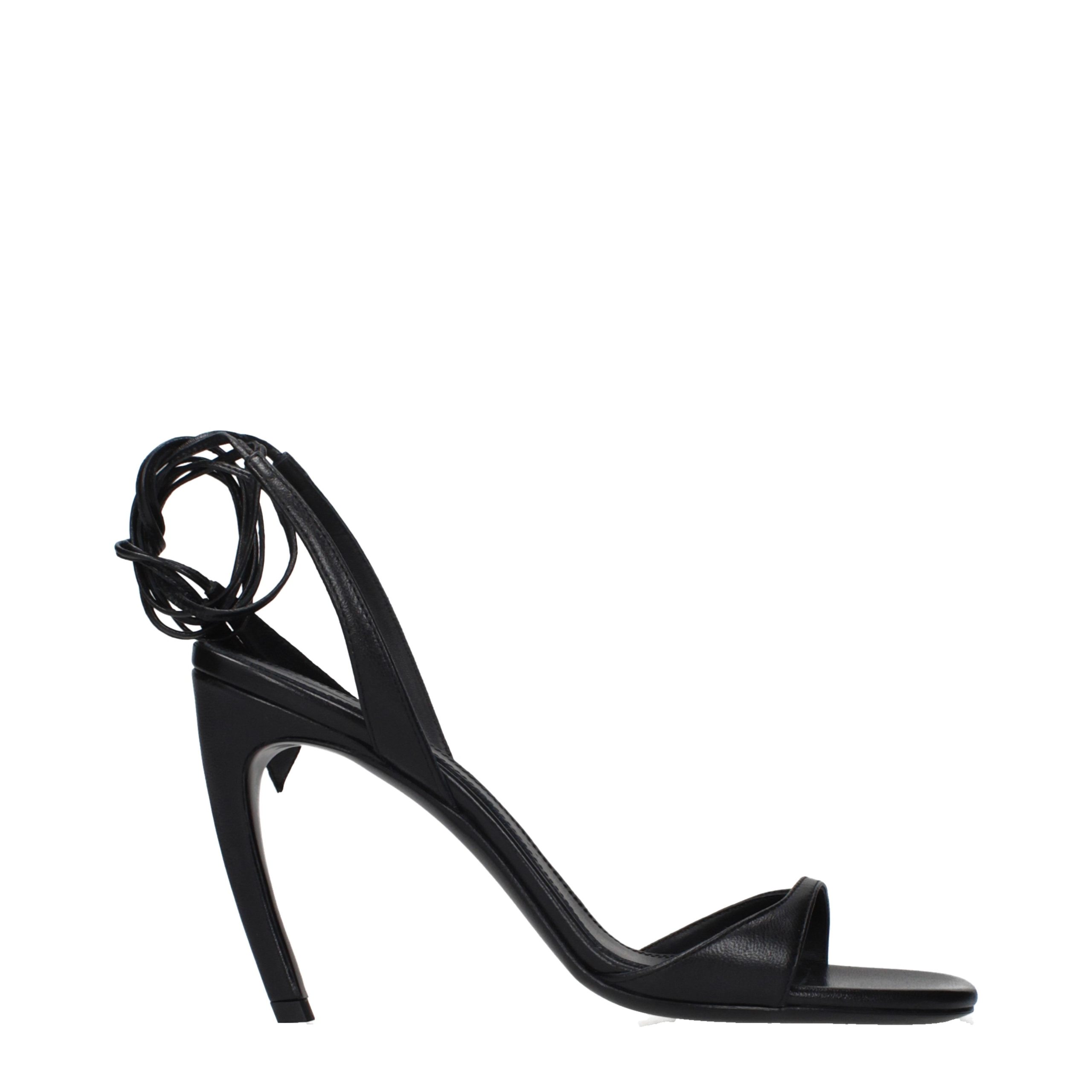 The Attico Black Leather Stiletto Heel Sandals - EU40/US10