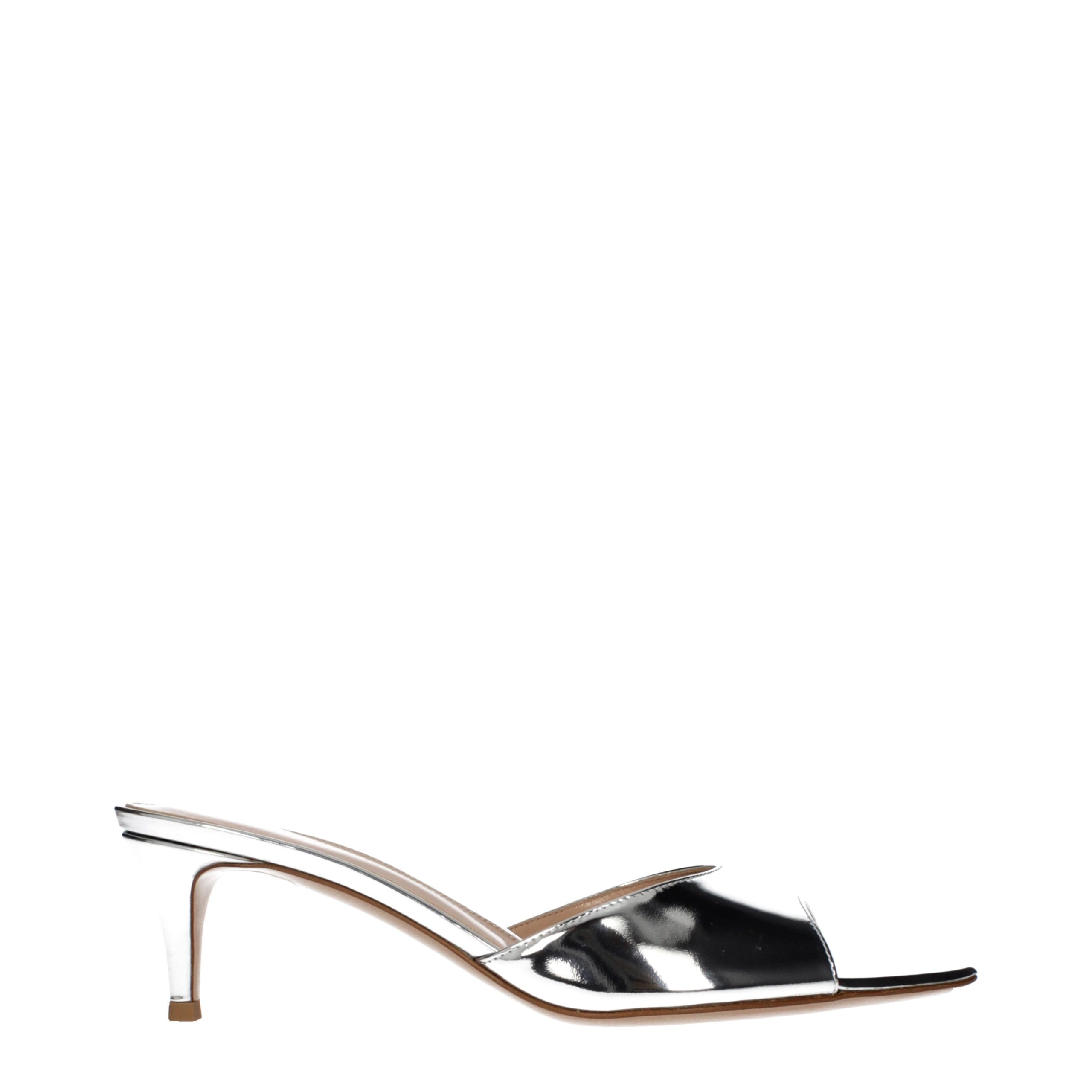Gray Leather Platform Sandals