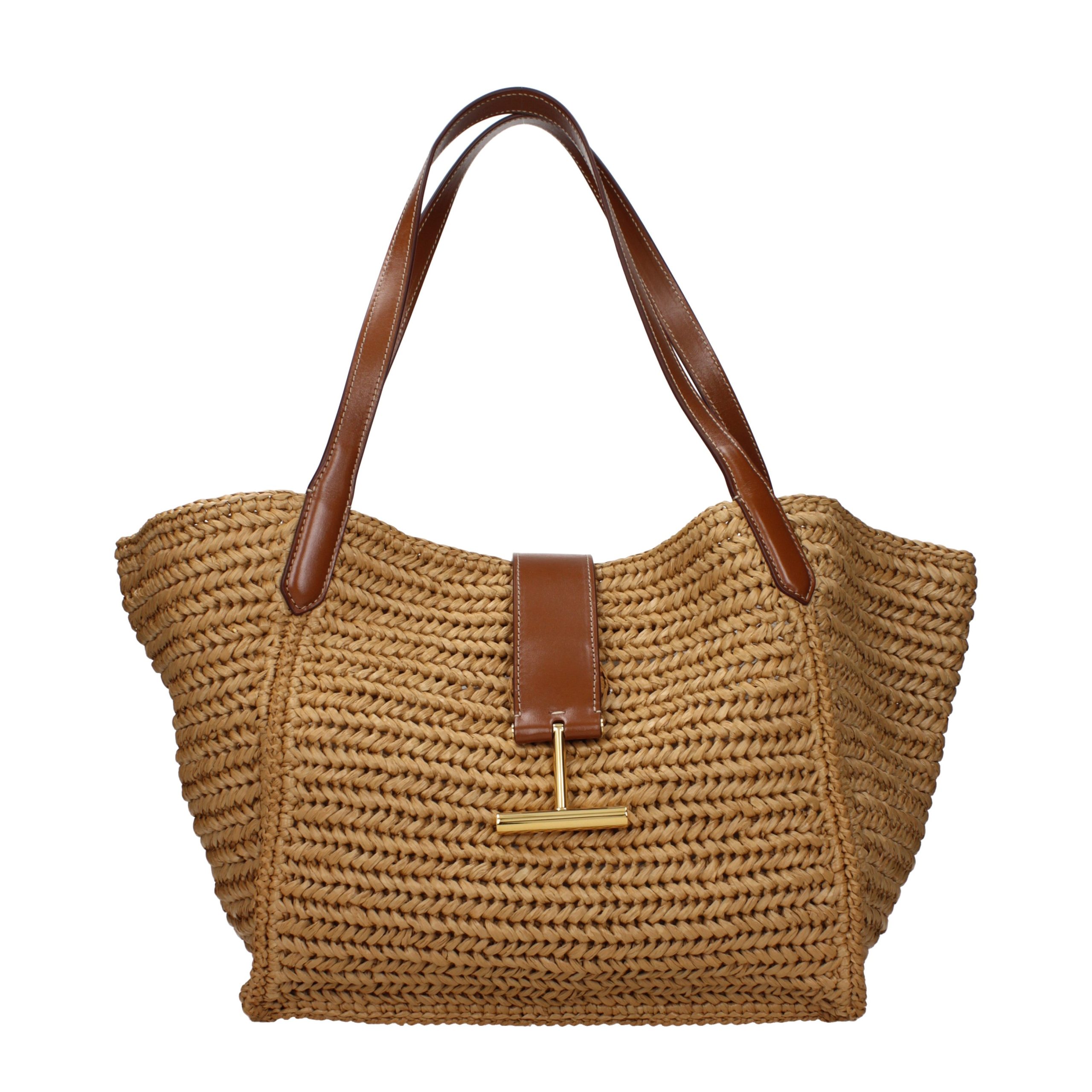 Beige Raffia Shoulder Bag