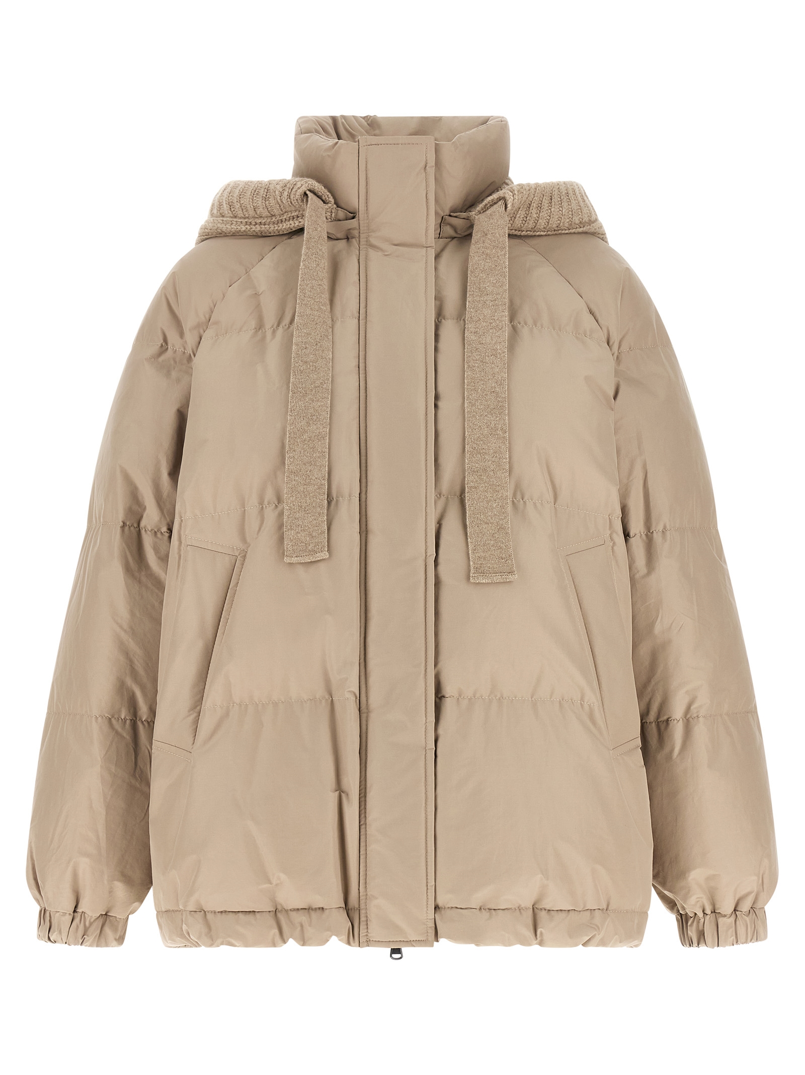 Beige Cotton Full-Length Jacket