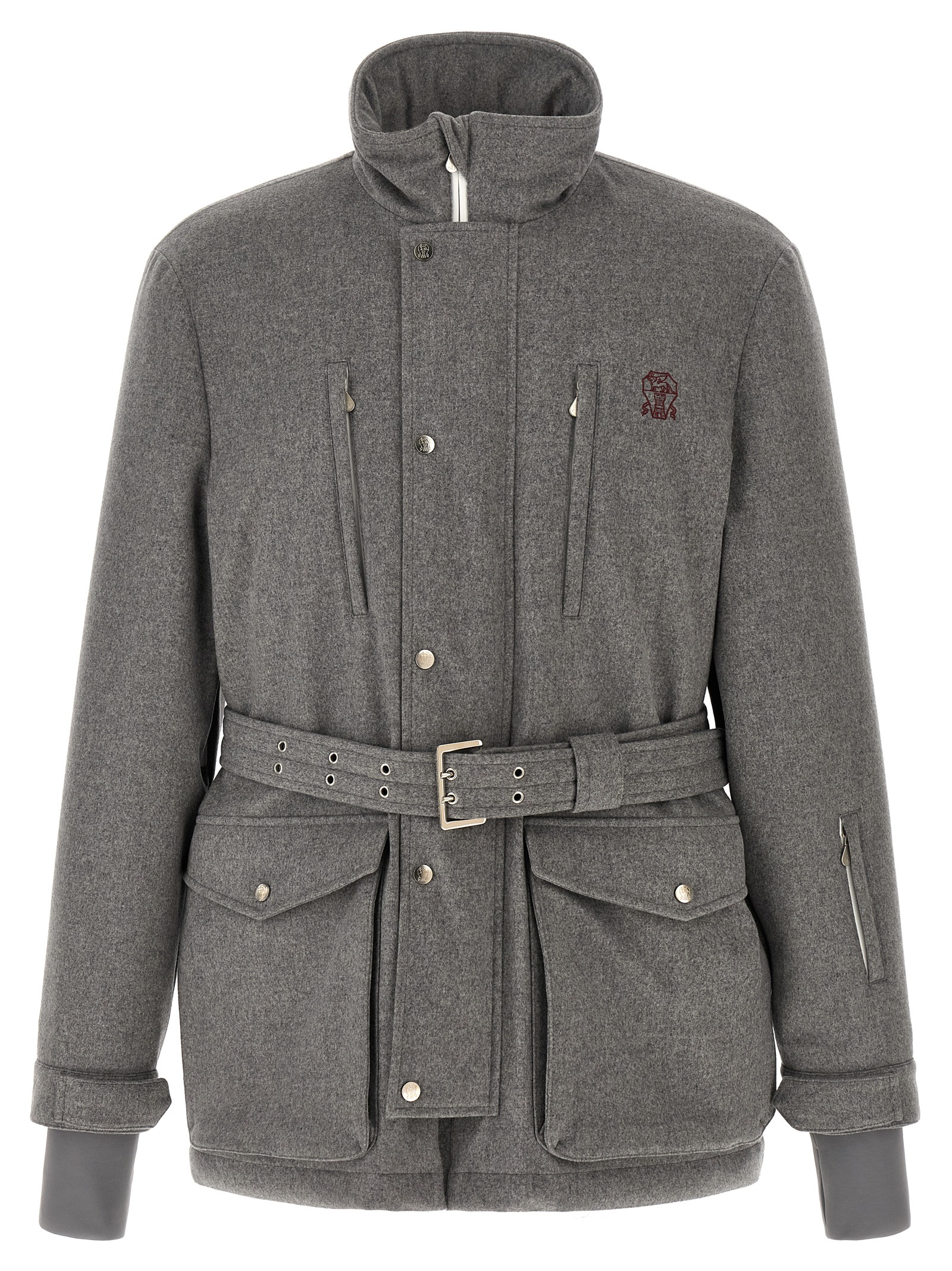 Brunello Cucinelli Gray Wool Full-Length Men's Jacket