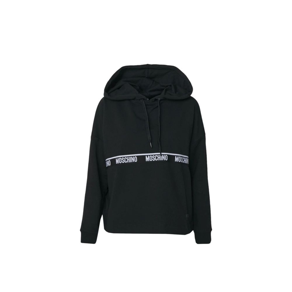 Moschino Logo-Striped Cotton Sweatshirt — Black