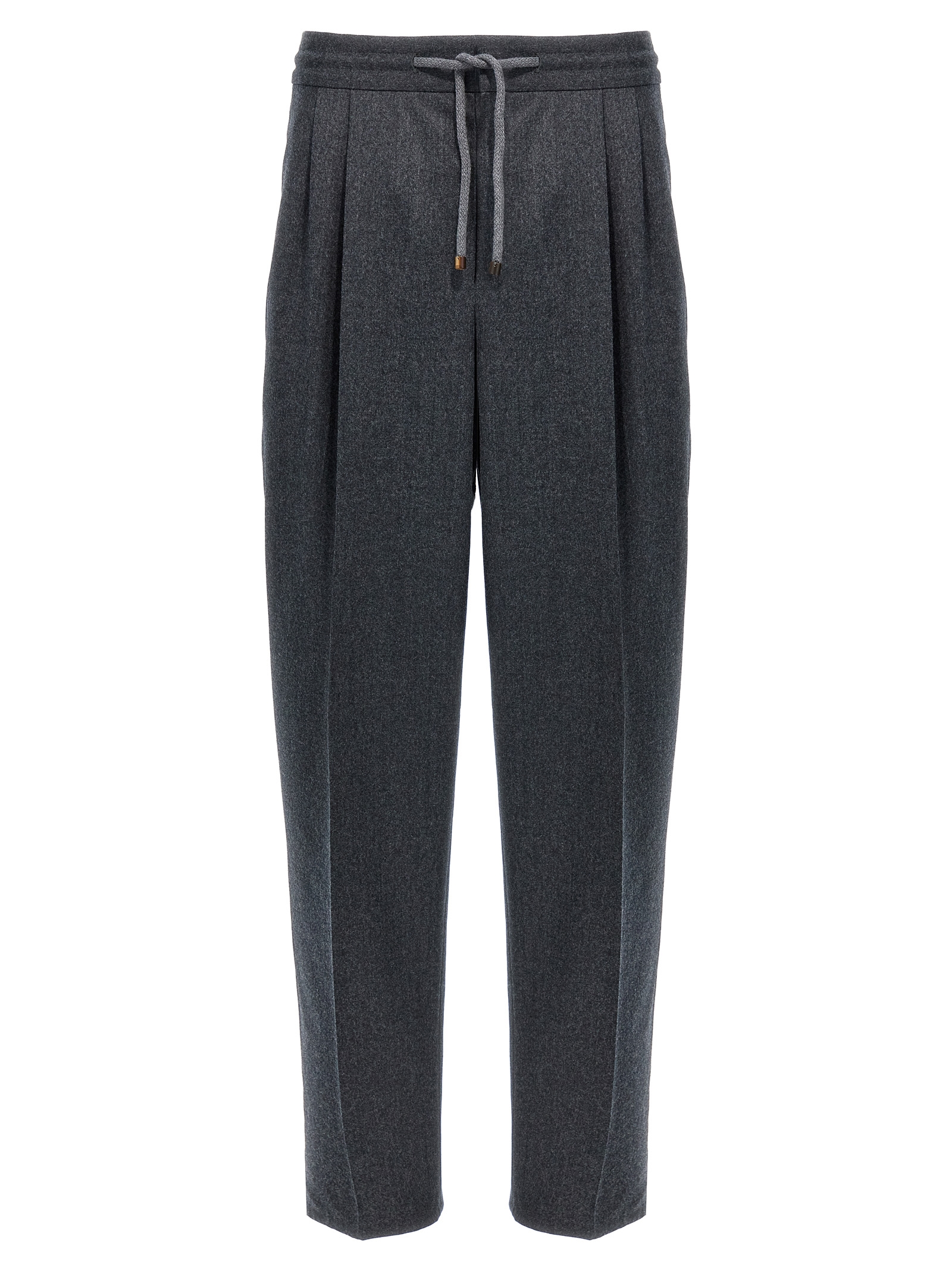 Gray Virgin Wool Casual Pants