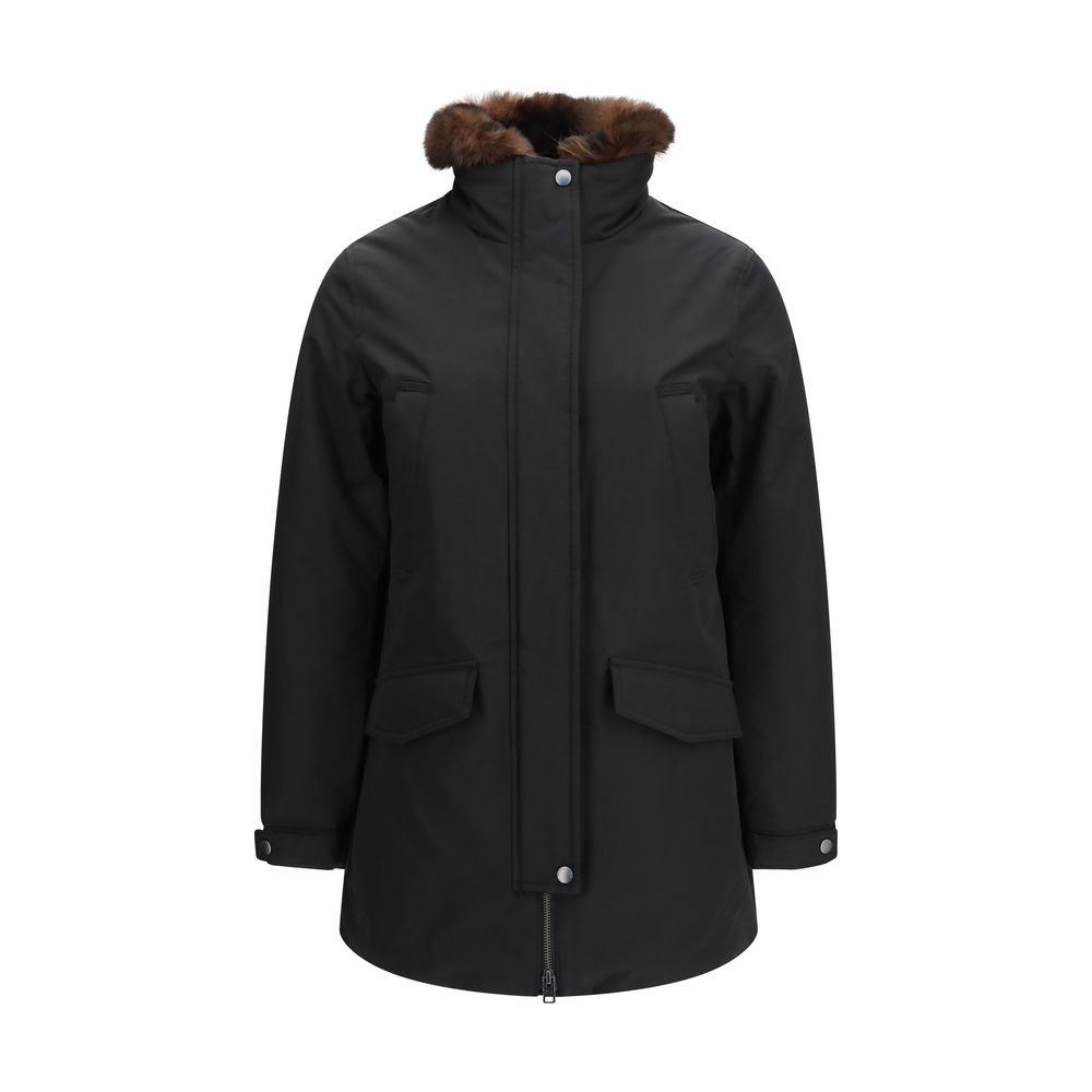 Black Cotton Full-Length Jacket