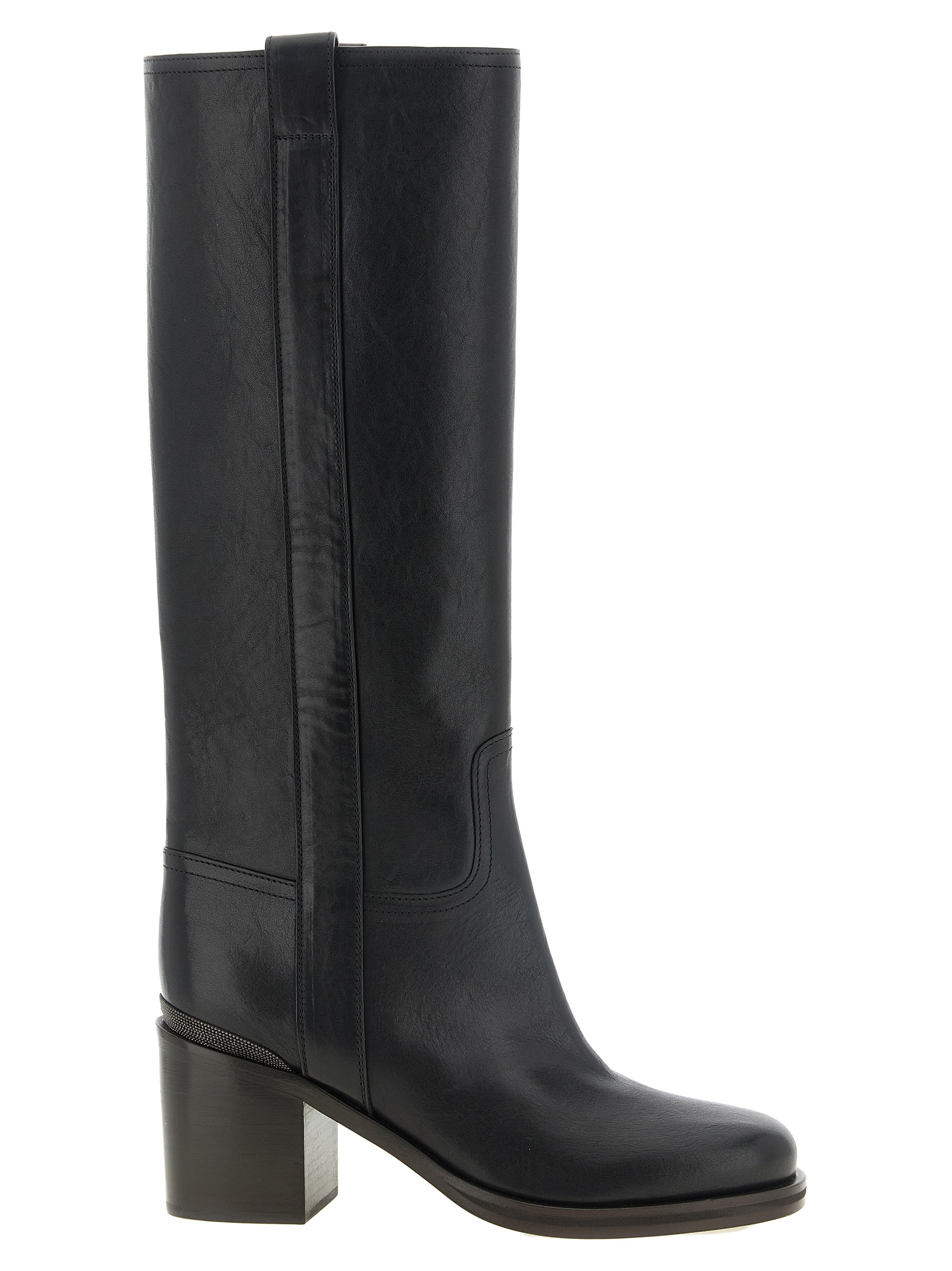 Black Calfskin Over The Knee