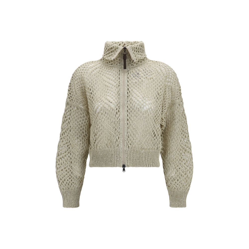 Brunello Cucinelli Beige Linen Women's Cardigan