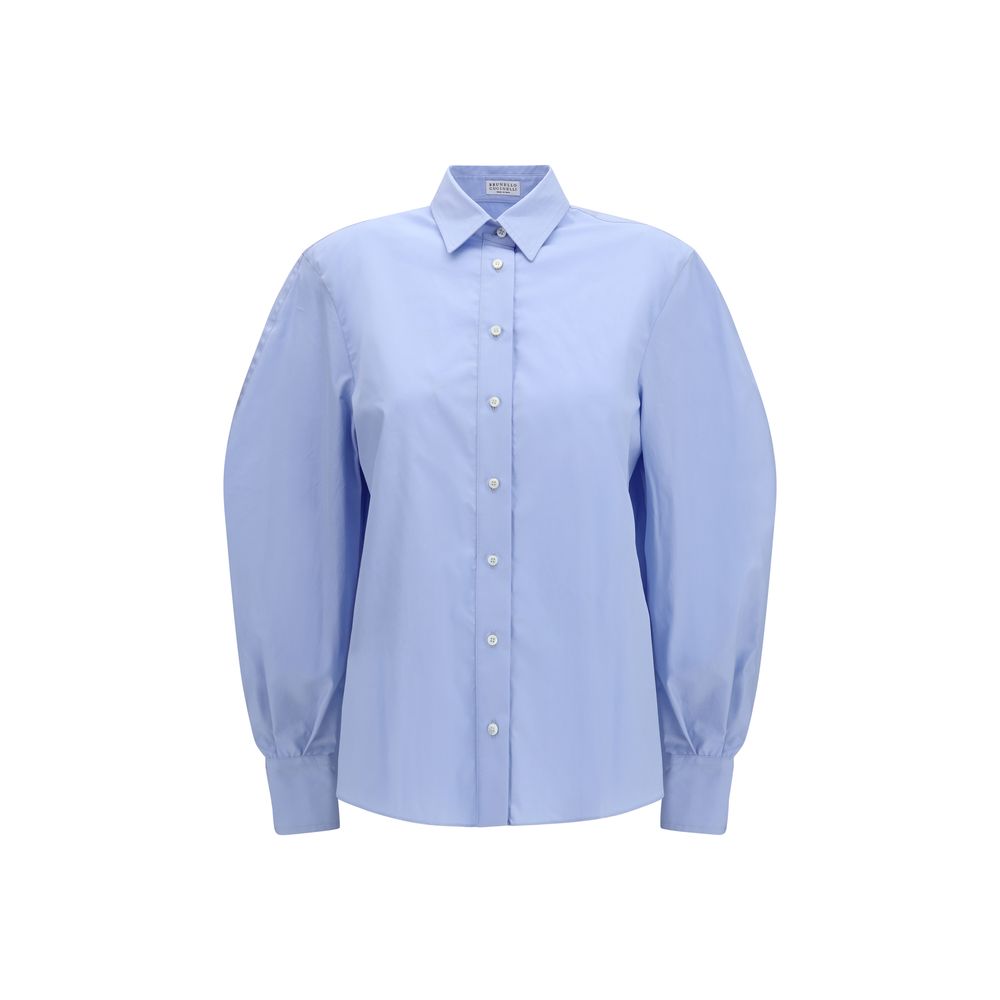 Brunello Cucinelli Blue Cotton Women's Blouse
